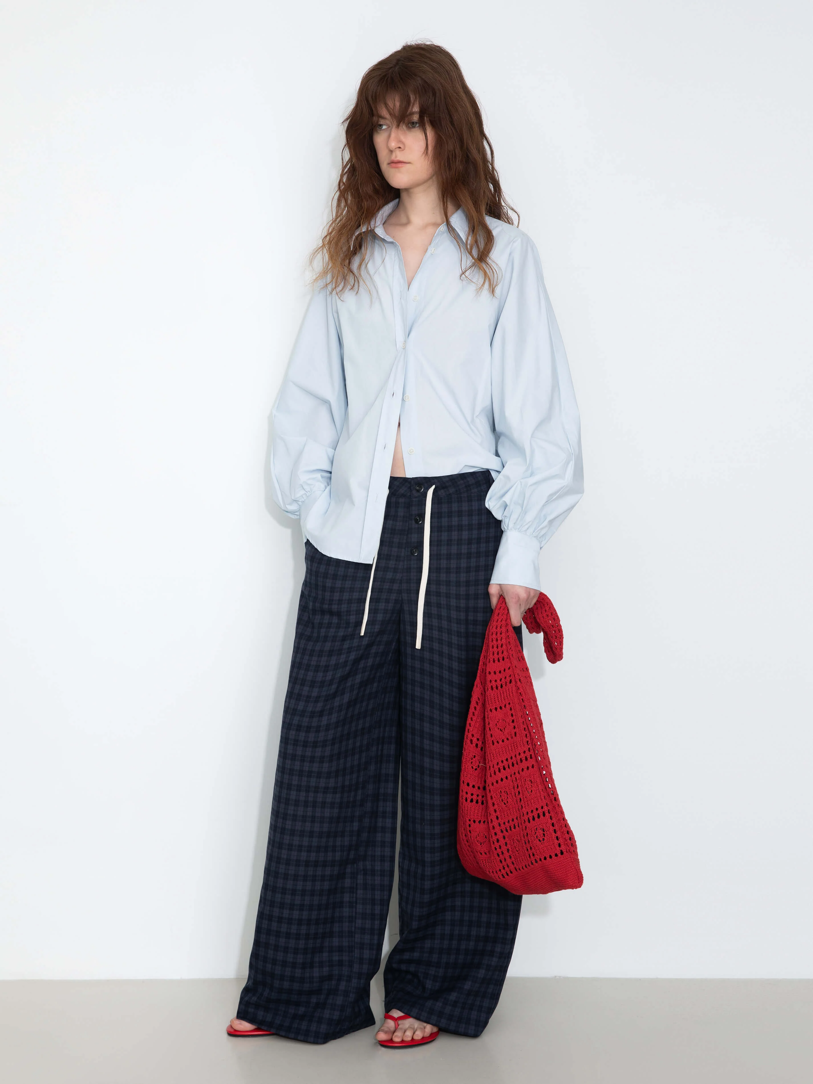 100% Cotton Oversized Balloon Sleeve Backless Tie Shirt - Image 11
