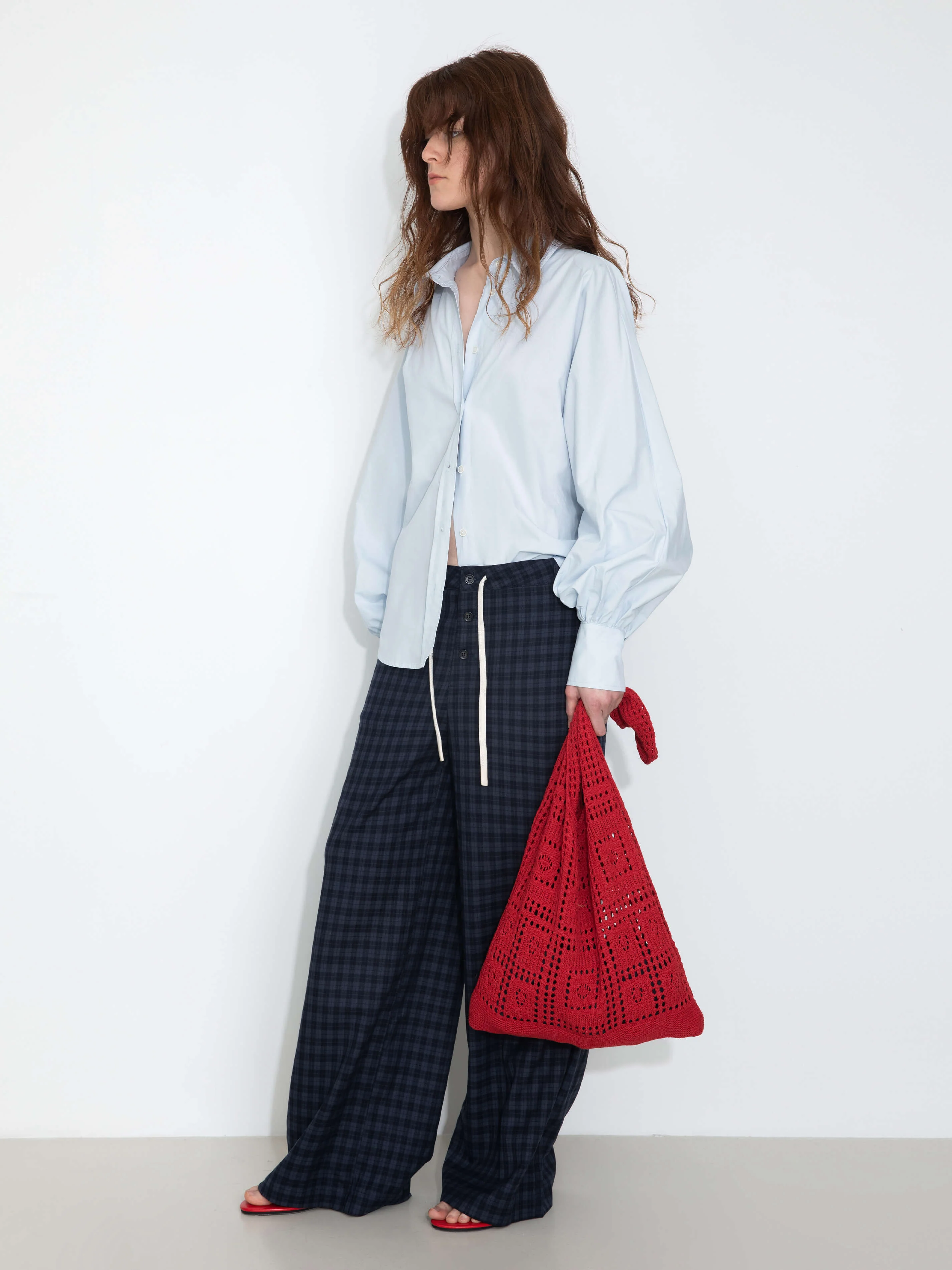 100% Cotton Oversized Balloon Sleeve Backless Tie Shirt - Image 12