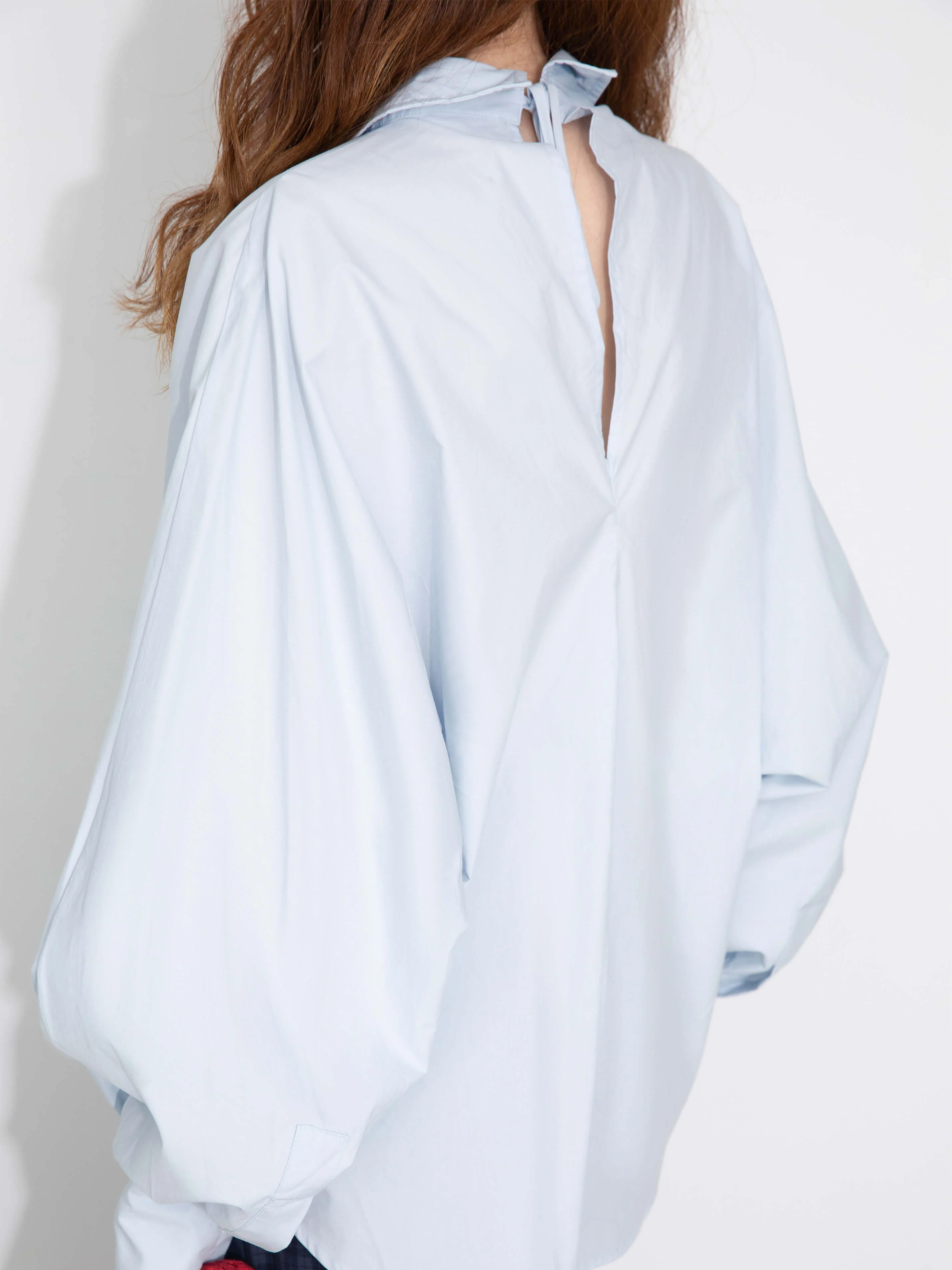 100% Cotton Oversized Balloon Sleeve Backless Tie Shirt - Image 13