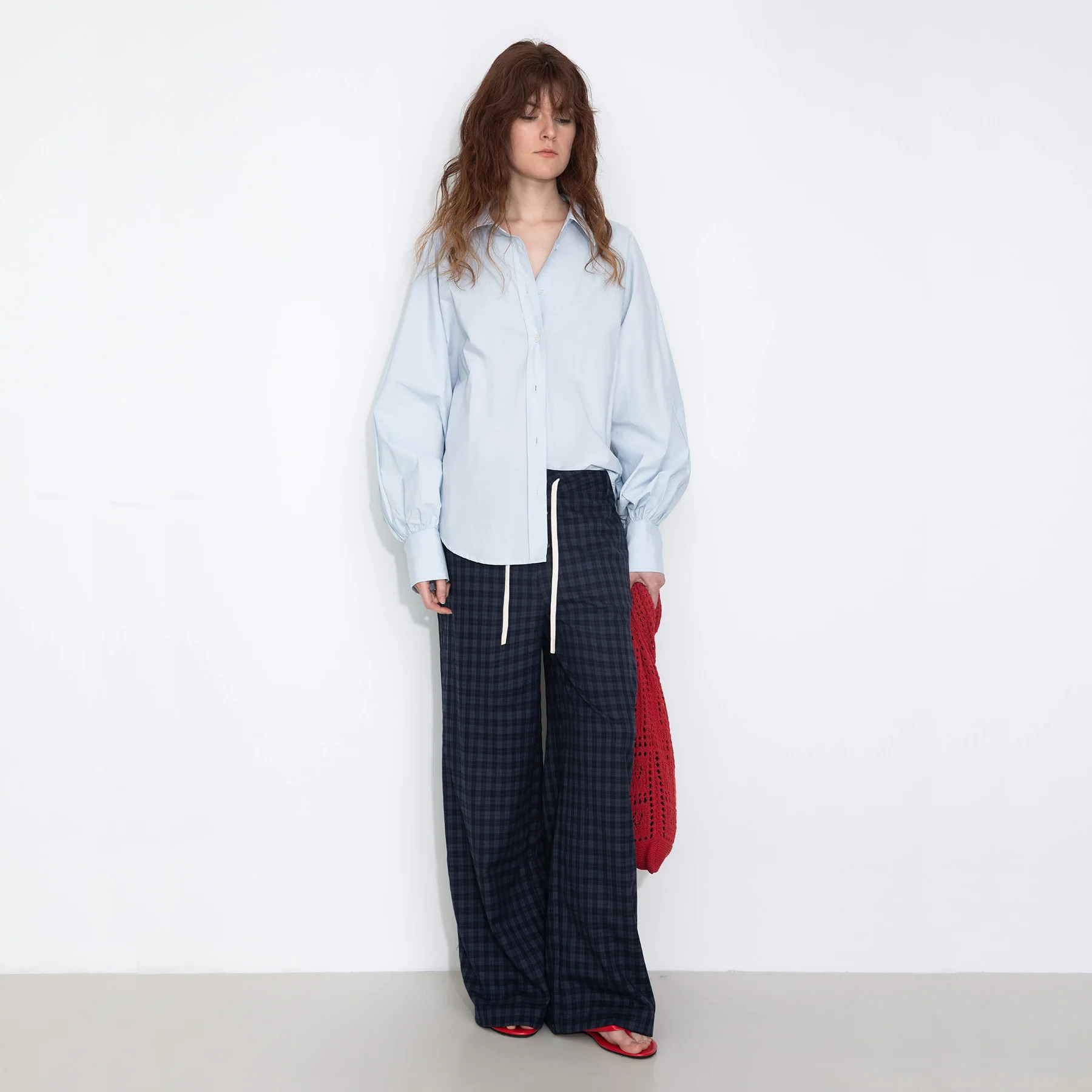 100% Cotton Oversized Balloon Sleeve Backless Tie Shirt - Image 14