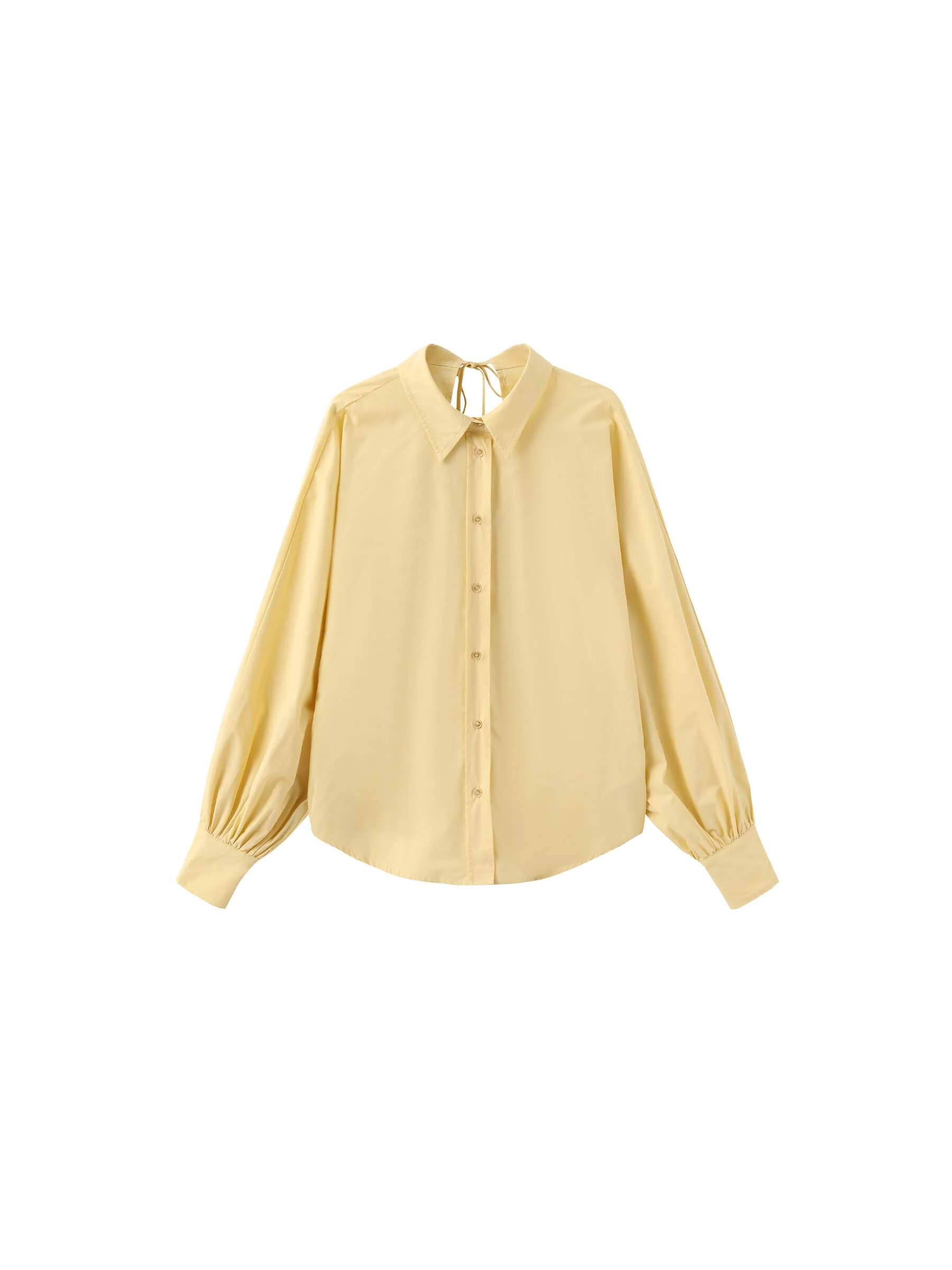 100% Cotton Oversized Balloon Sleeve Backless Tie Shirt - Image 15
