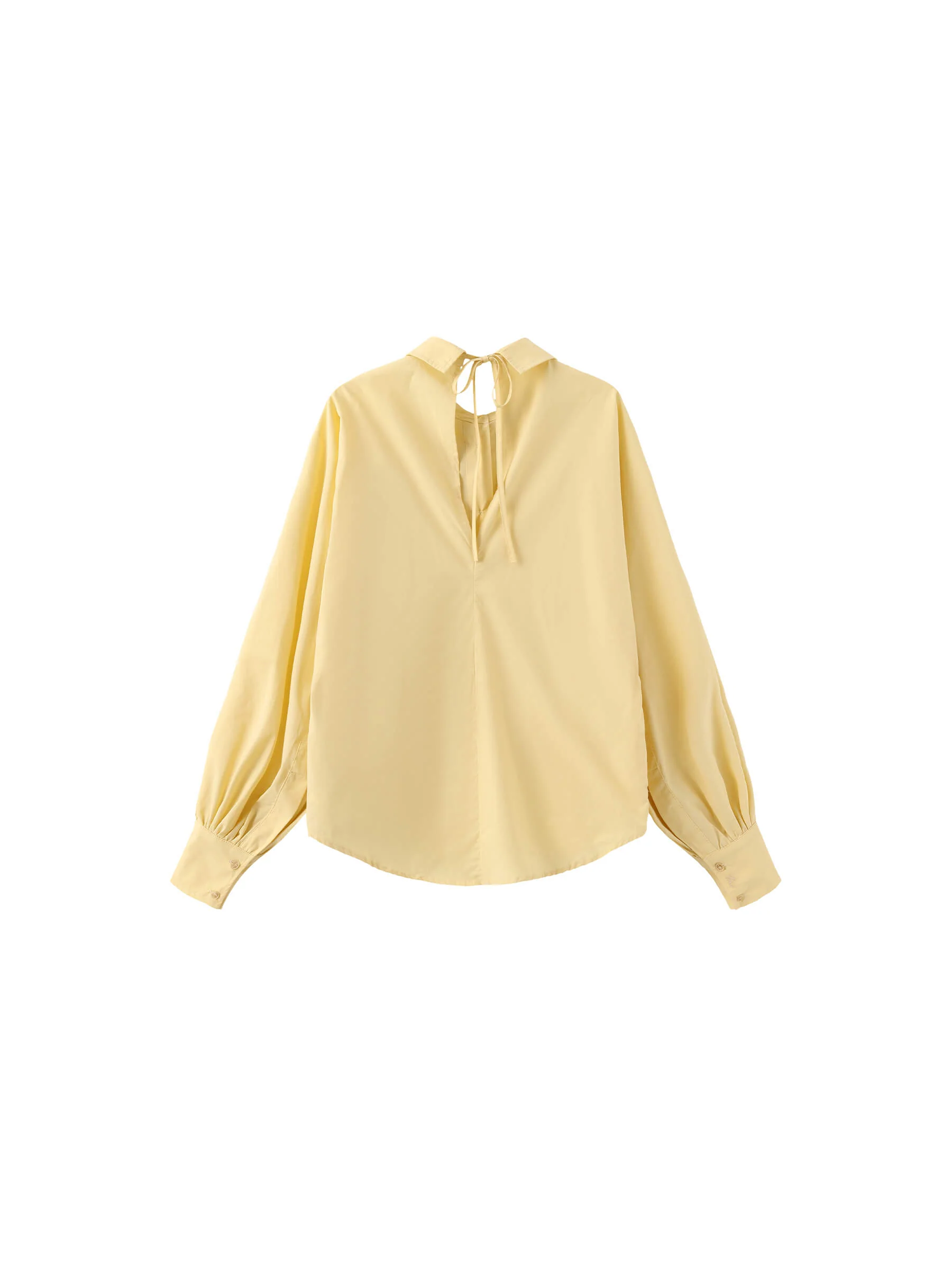 100% Cotton Oversized Balloon Sleeve Backless Tie Shirt - Image 16