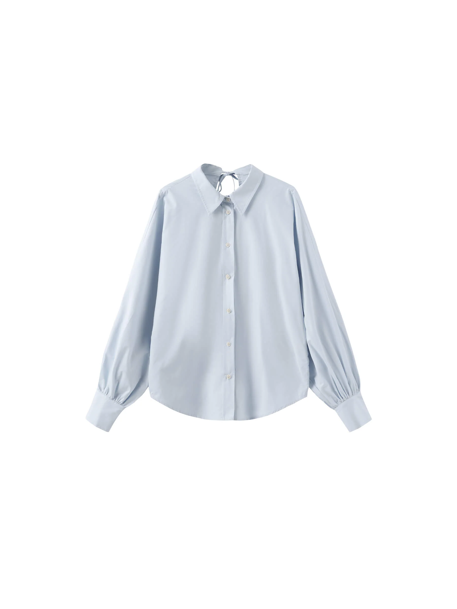 100% Cotton Oversized Balloon Sleeve Backless Tie Shirt - Image 17