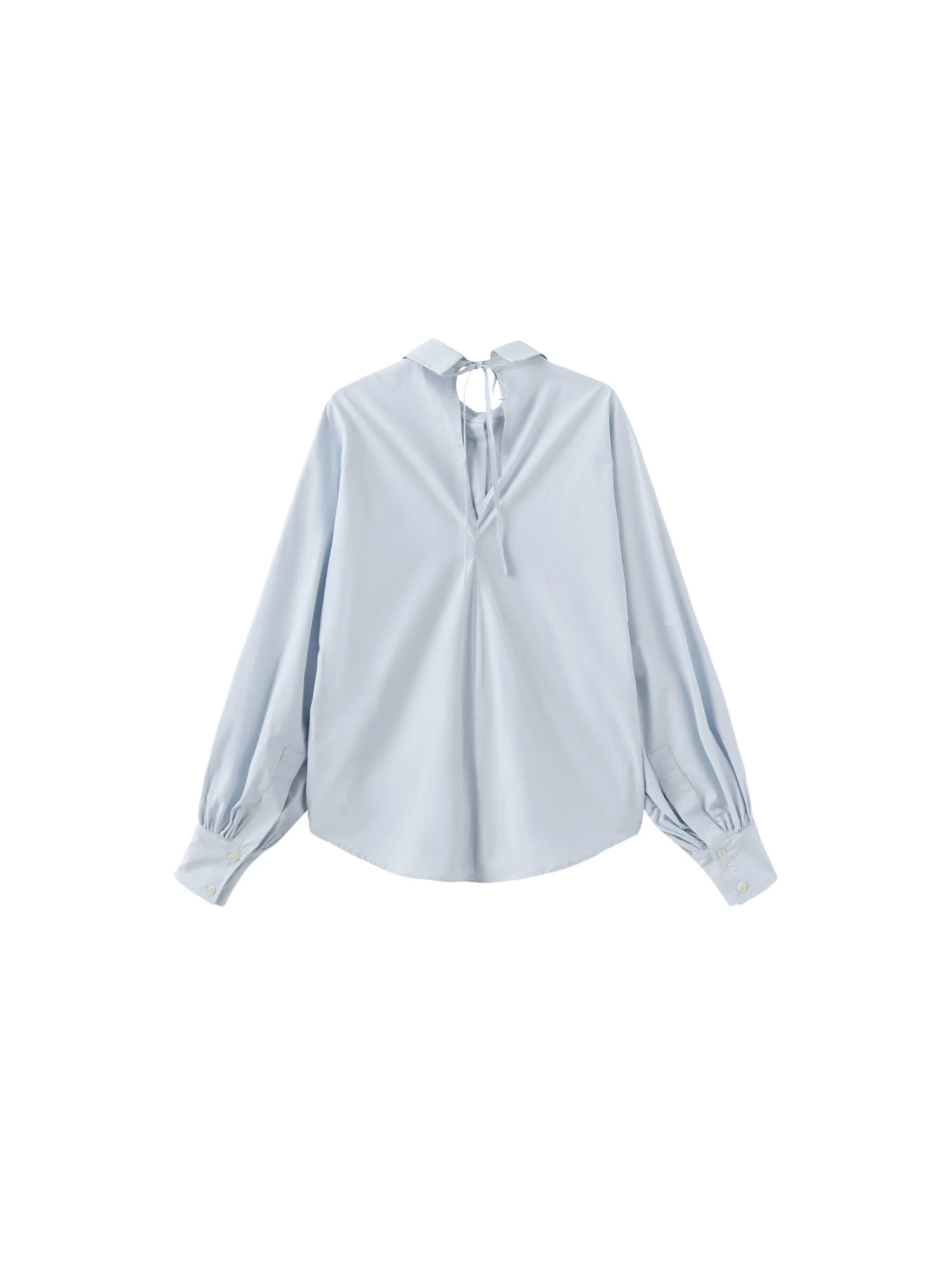 100% Cotton Oversized Balloon Sleeve Backless Tie Shirt - Image 18