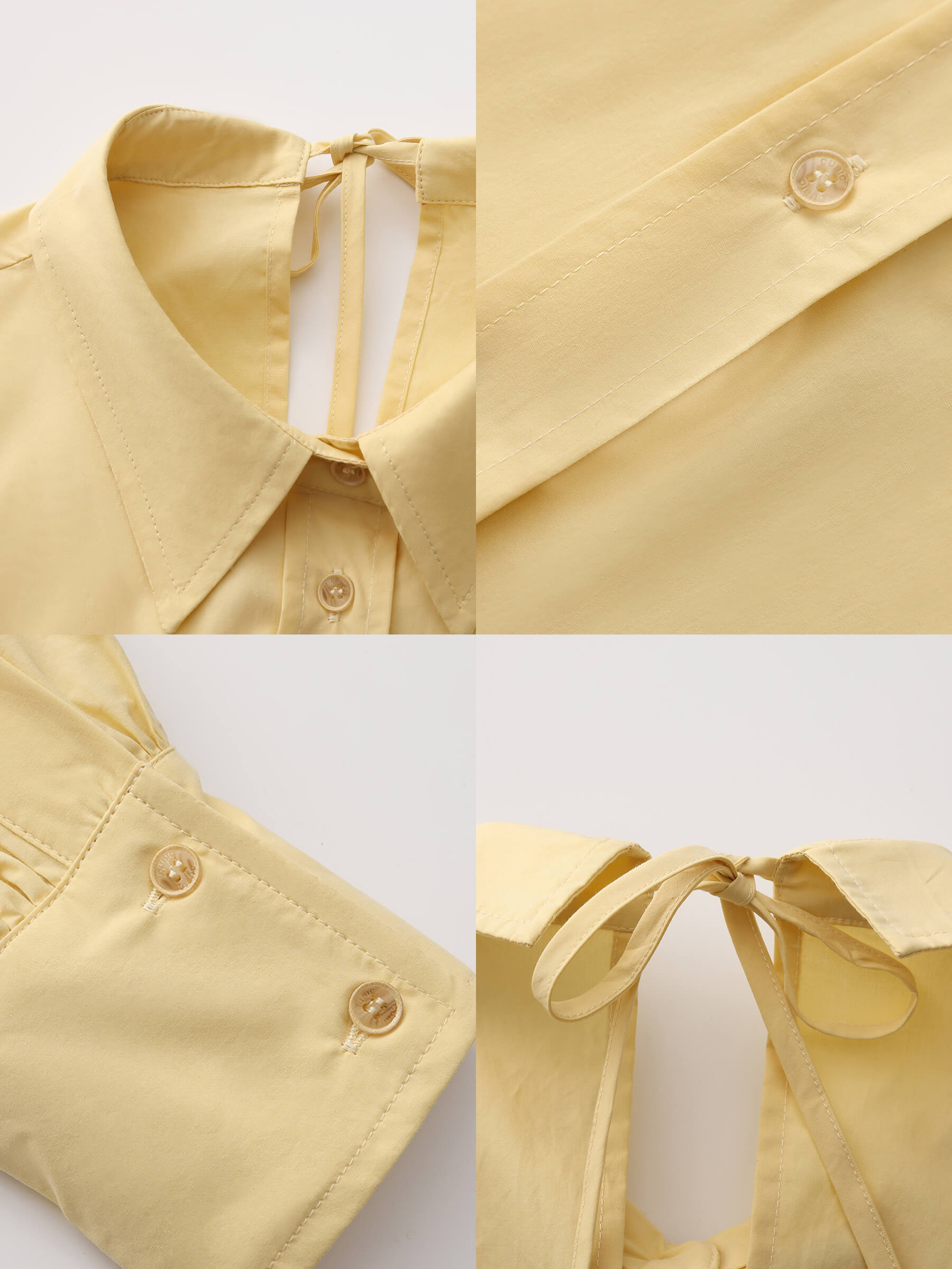 100% Cotton Oversized Balloon Sleeve Backless Tie Shirt - Image 19