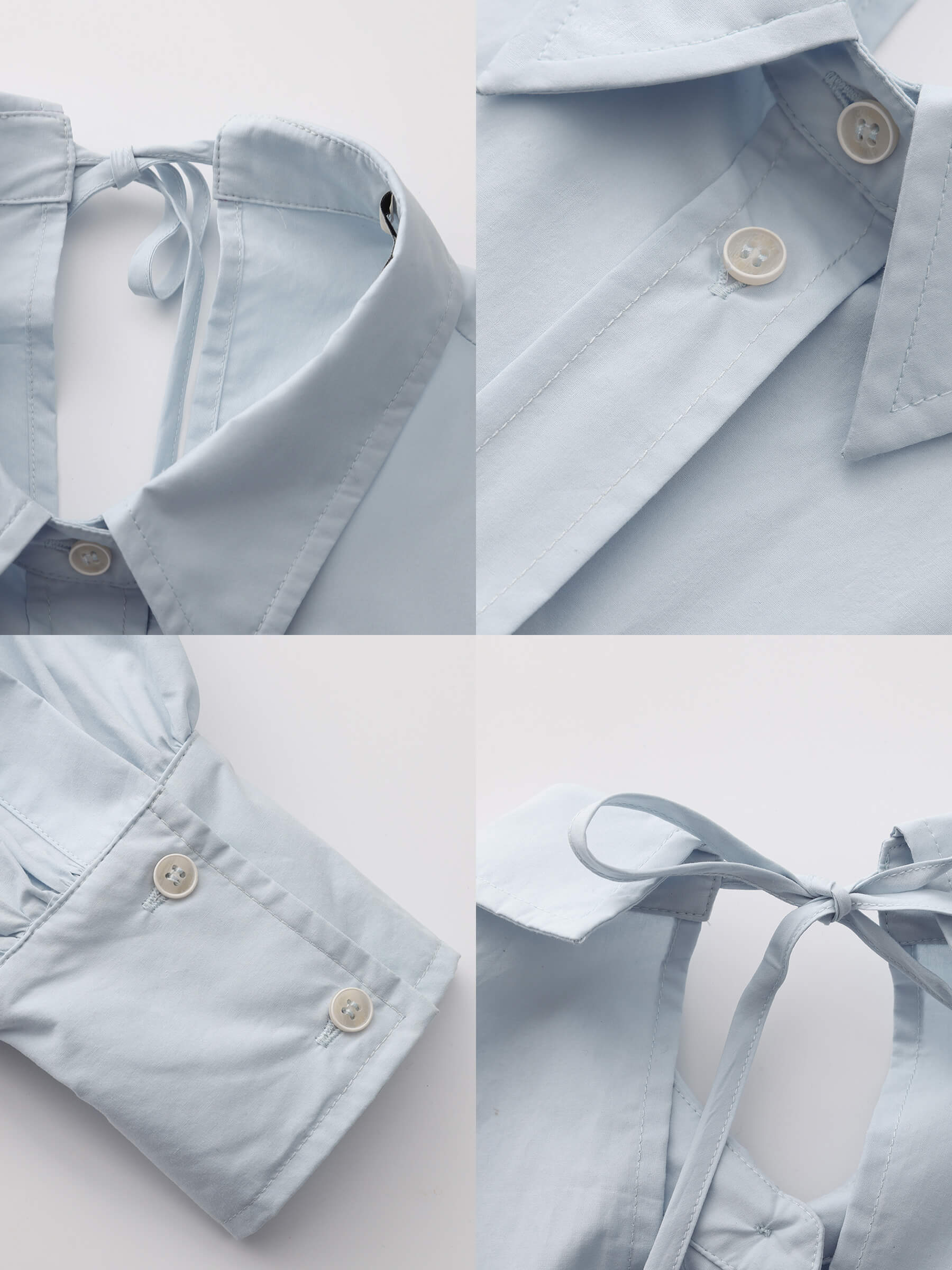 100% Cotton Oversized Balloon Sleeve Backless Tie Shirt - Image 20