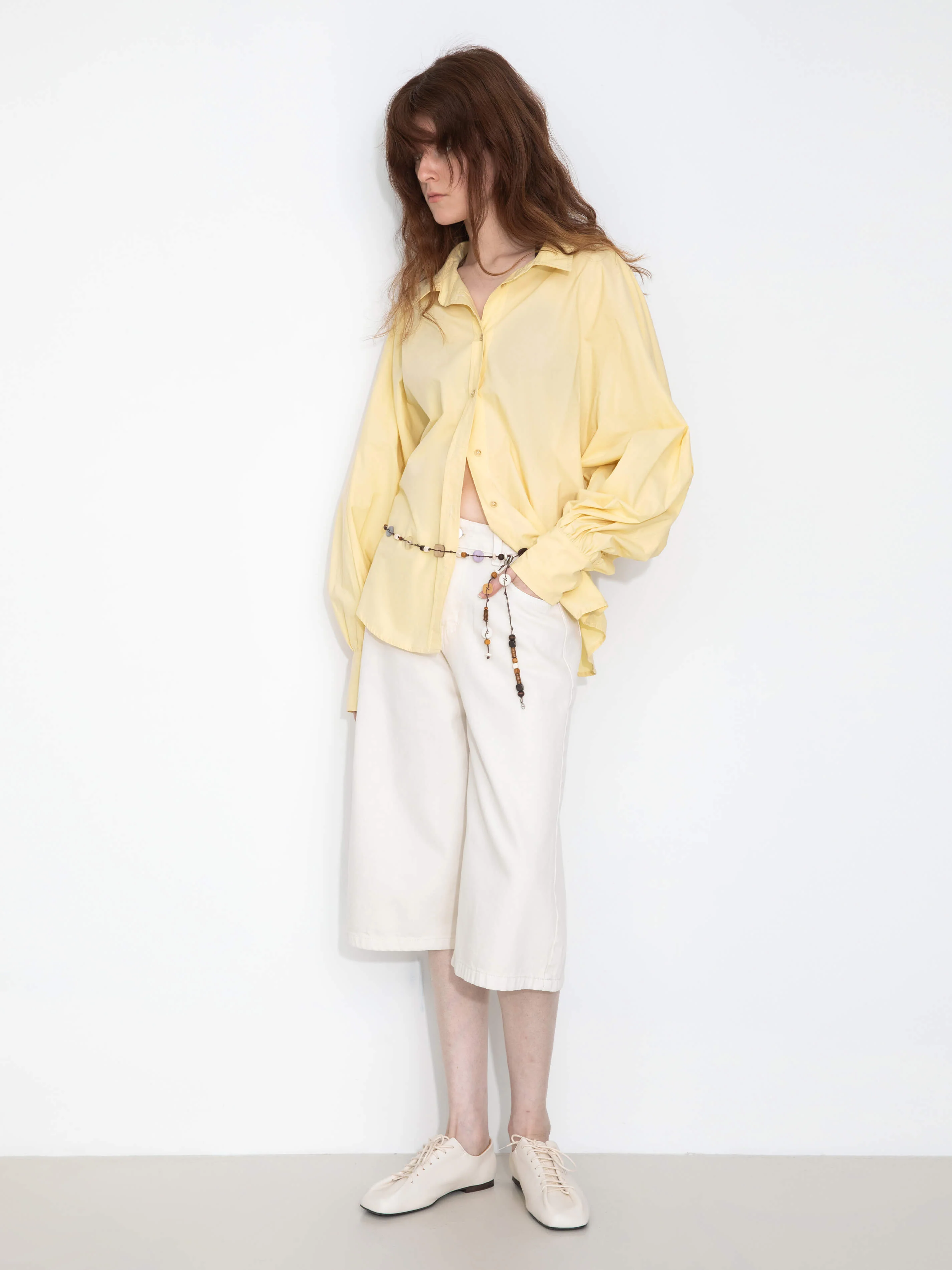 100% Cotton Oversized Balloon Sleeve Backless Tie Shirt - Image 3