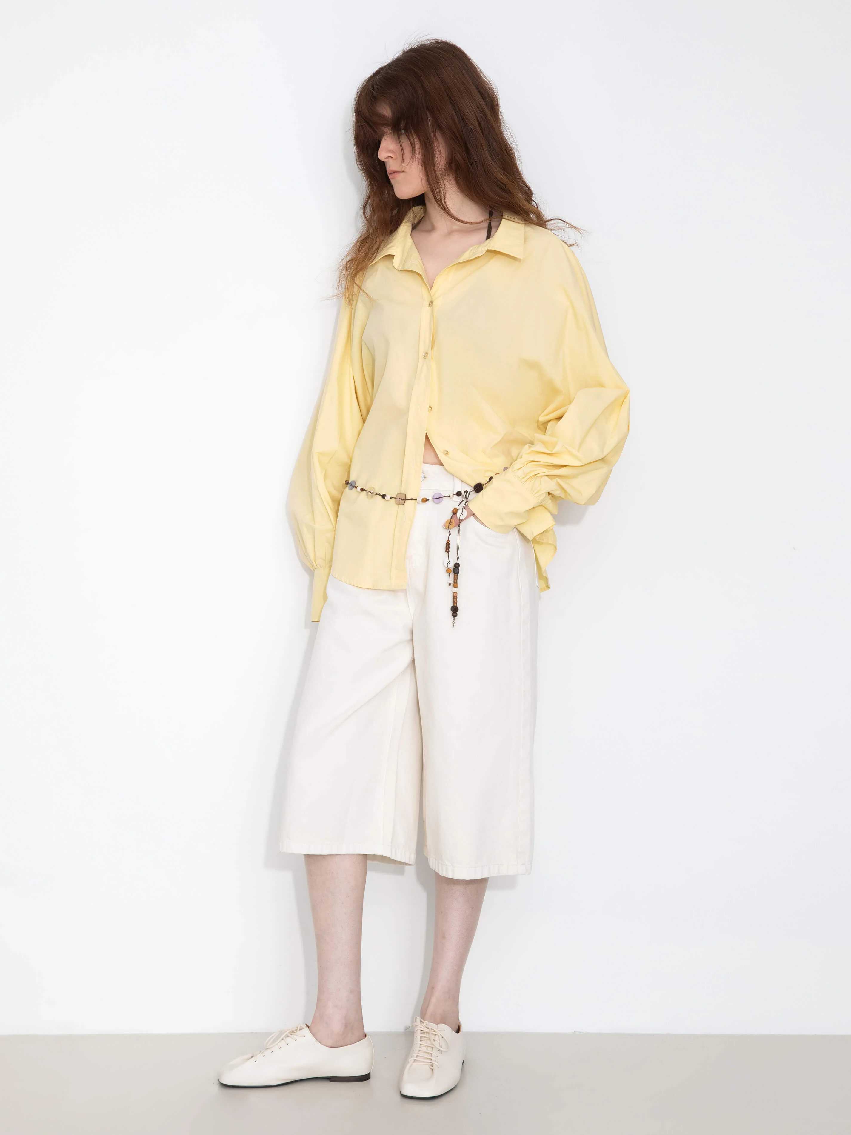 100% Cotton Oversized Balloon Sleeve Backless Tie Shirt - Image 5
