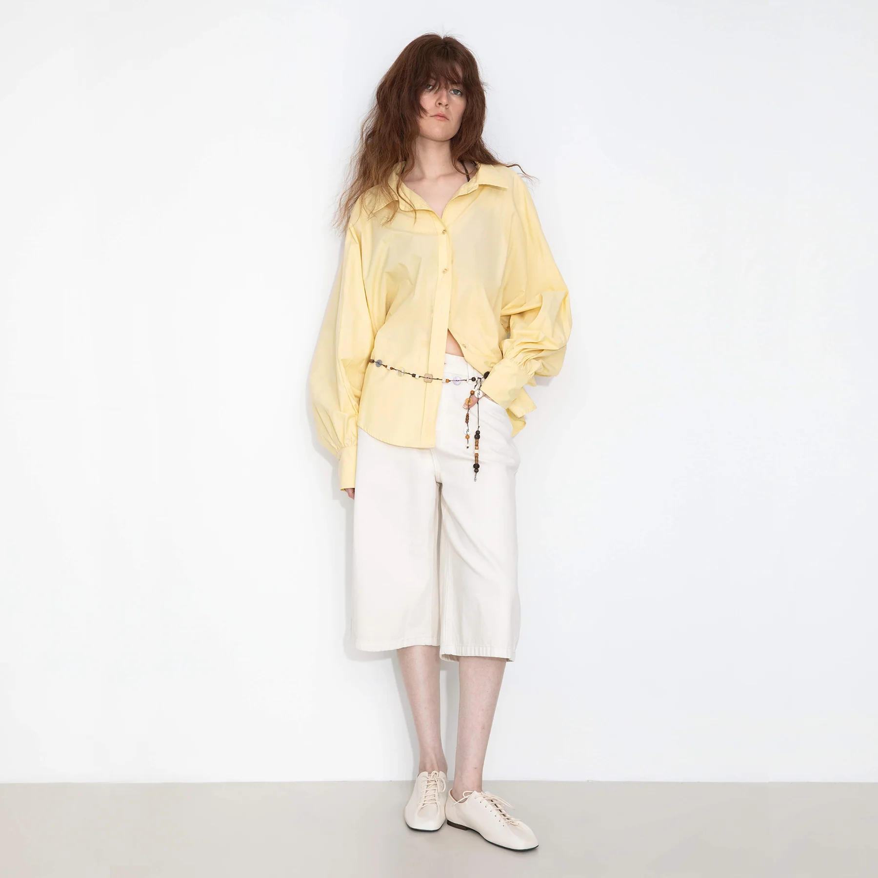 100% Cotton Oversized Balloon Sleeve Backless Tie Shirt - Image 6