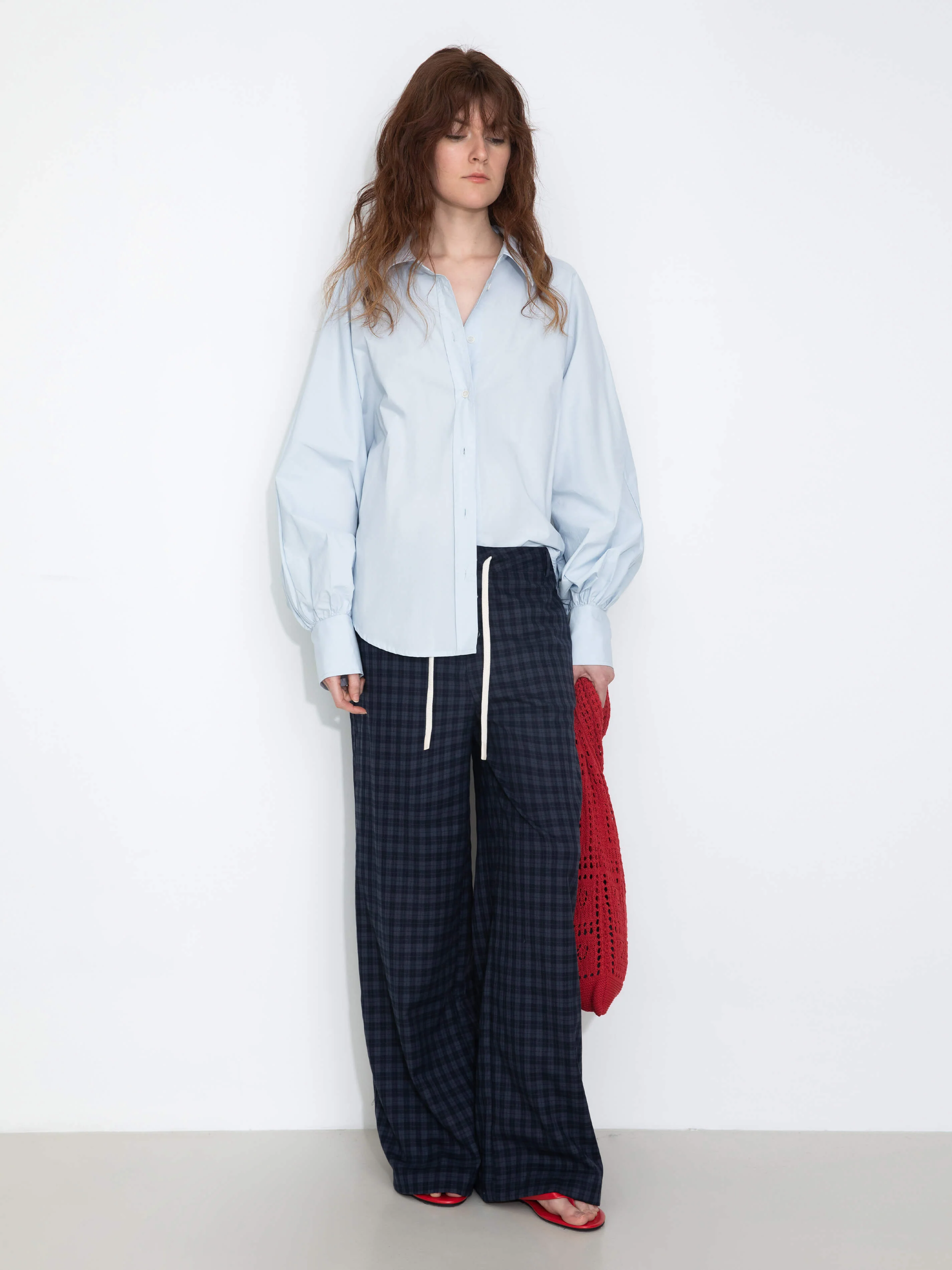 100% Cotton Oversized Balloon Sleeve Backless Tie Shirt - Image 8