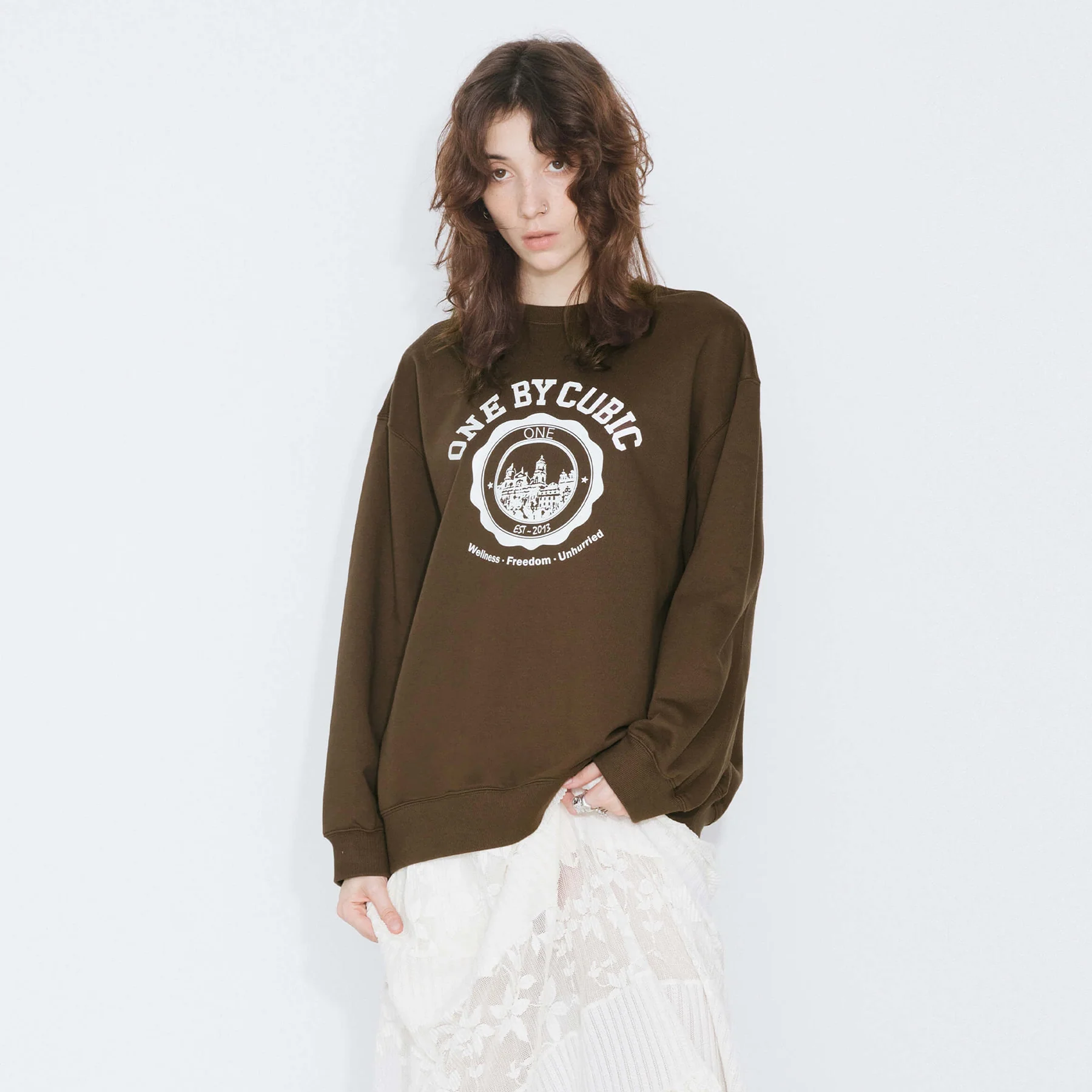 ONE BY CUBIC Oversized Crew Neck 100% Cotton Sweatshirt - Image 5