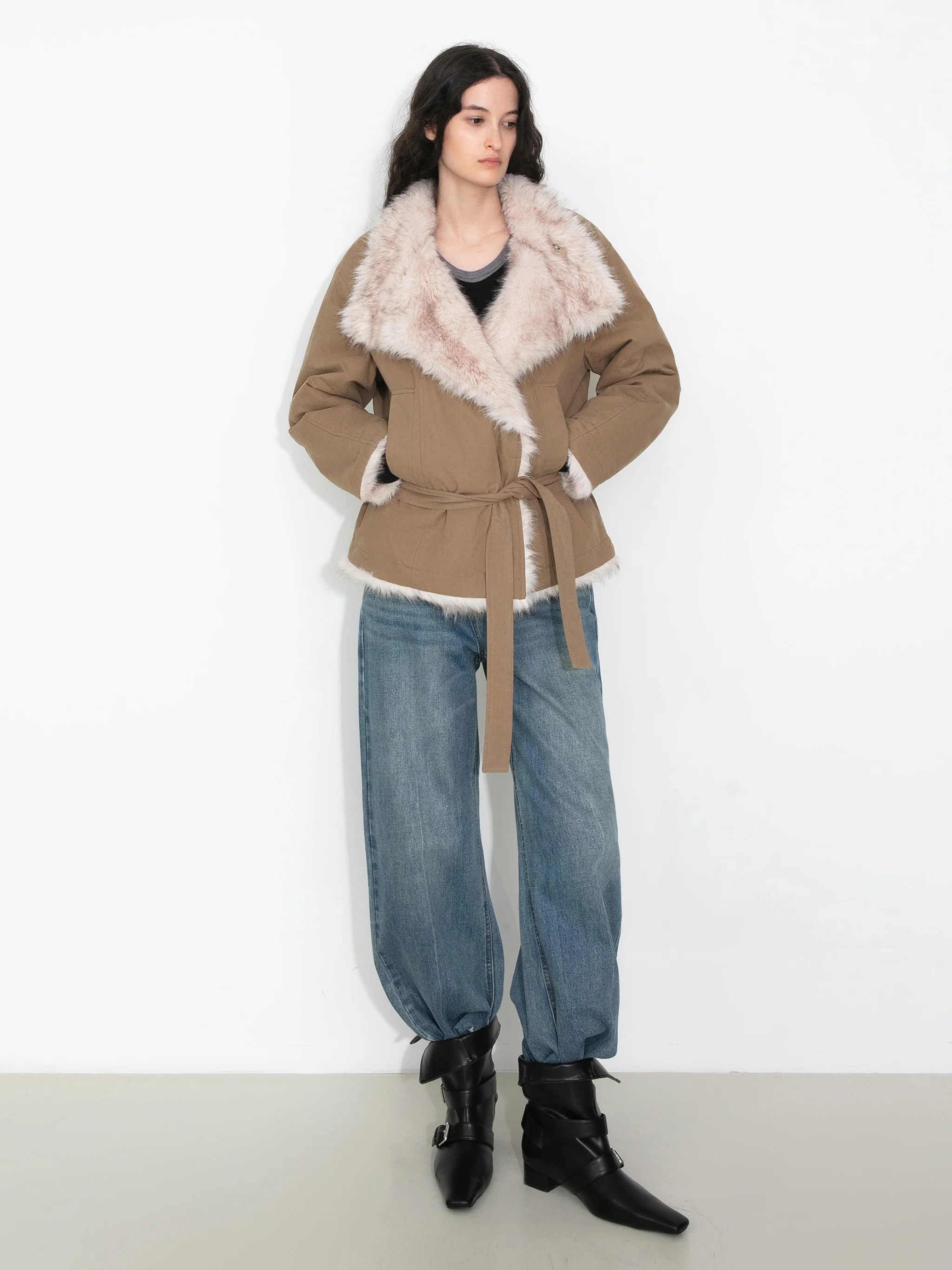 Oversized Faux Fur Hybrid Coat - Image 3