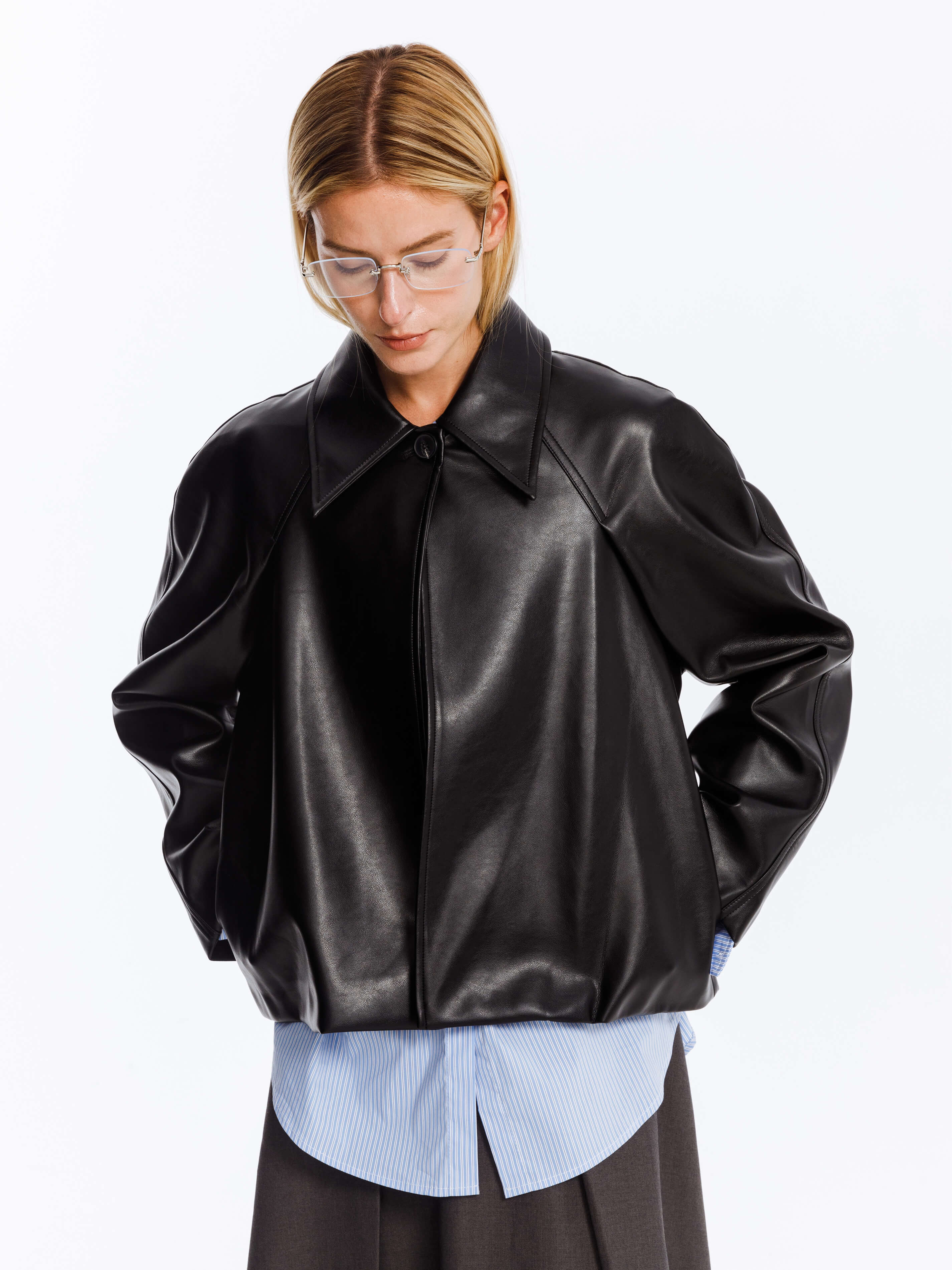 Oversized Faux Leather Jacket - Image 8