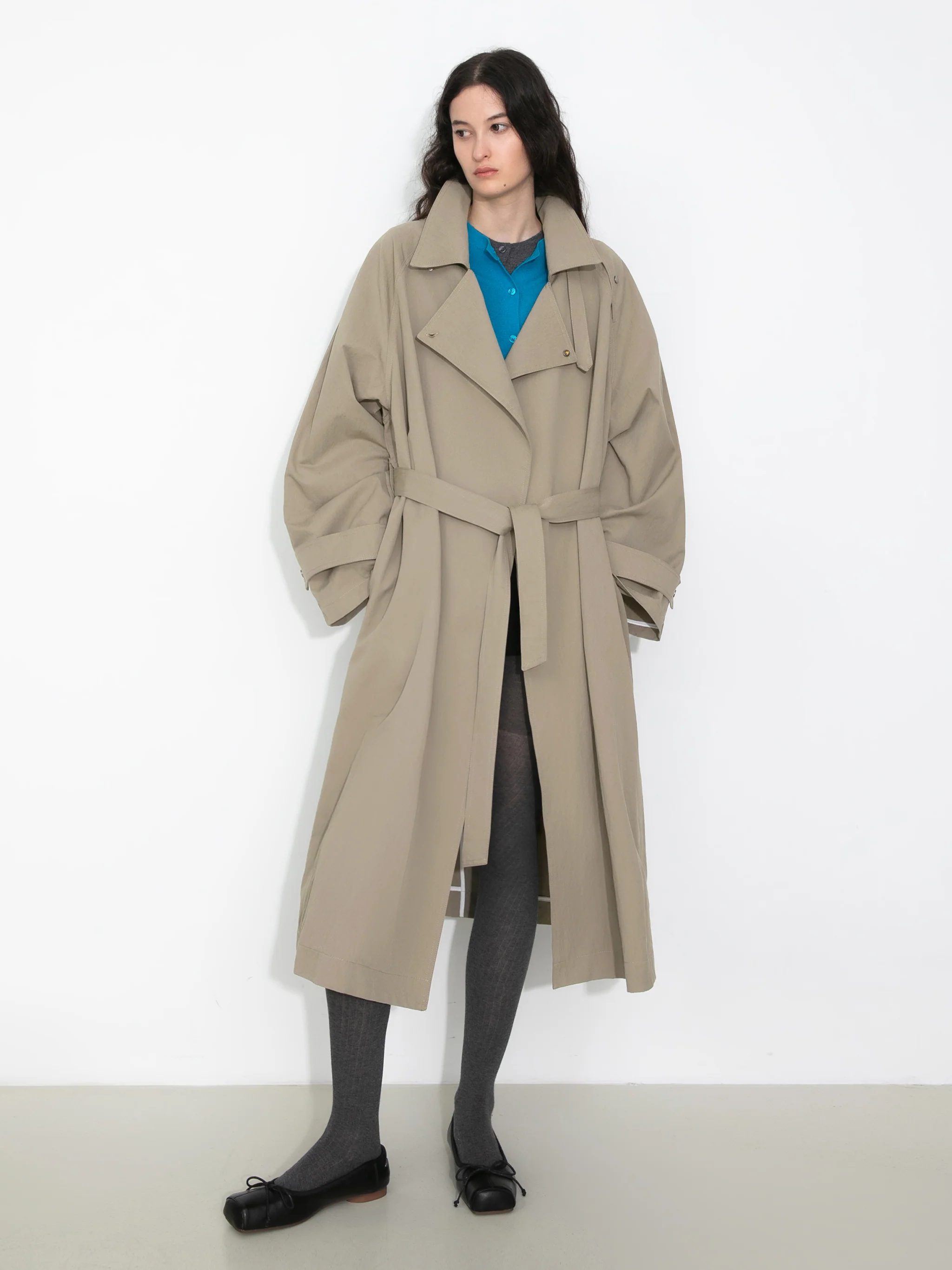 Oversized Large Lapel Long Trench Coat - Image 12