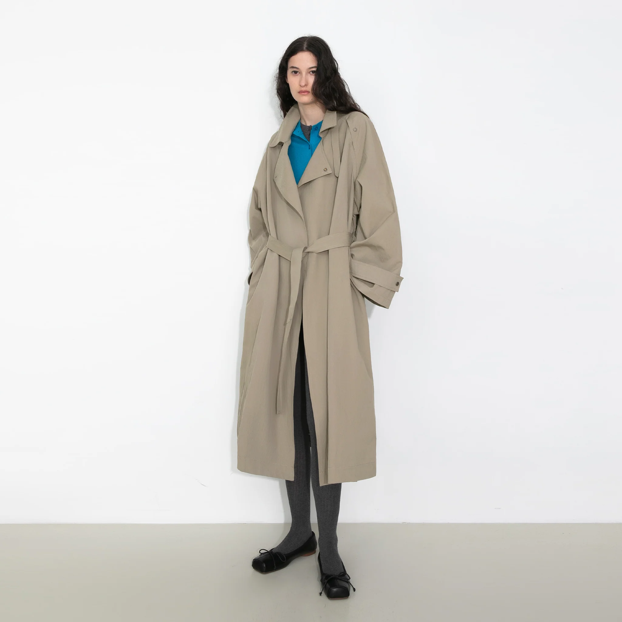 Oversized Large Lapel Long Trench Coat - Image 9