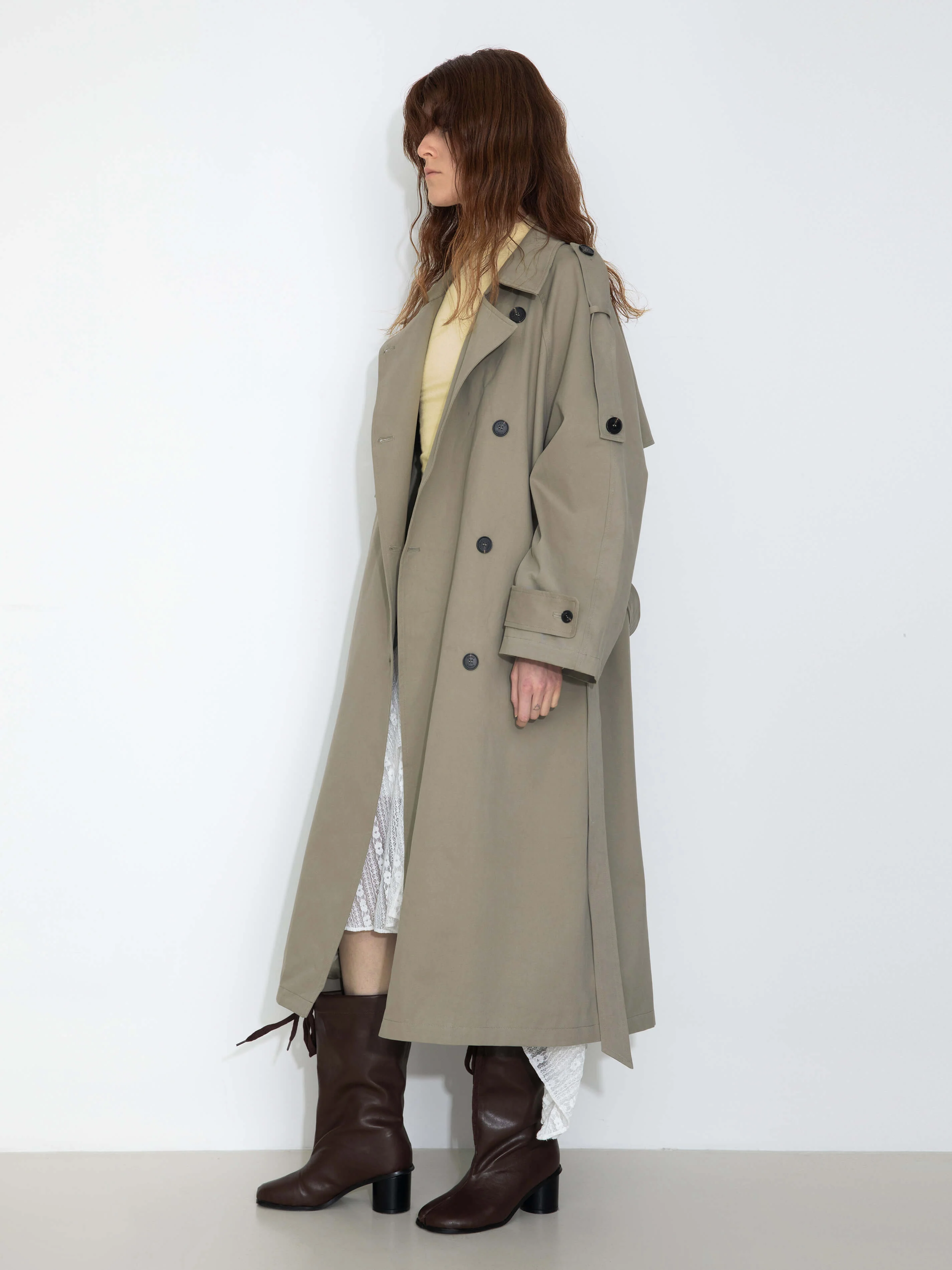 100% Cotton Oversized Mid-Length Raglan Sleeve Trench Coat - Image 5