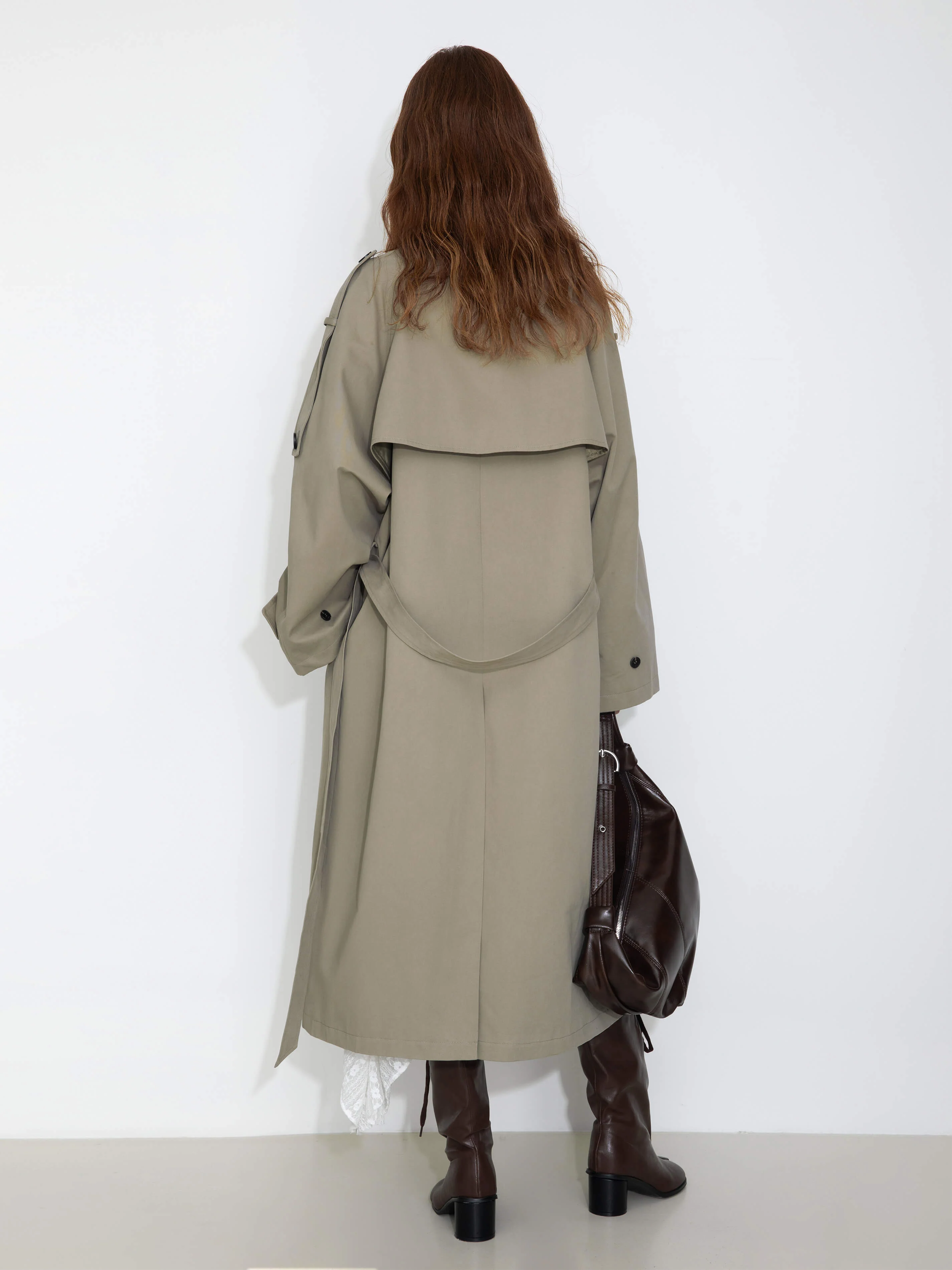 100% Cotton Oversized Mid-Length Raglan Sleeve Trench Coat - Image 6
