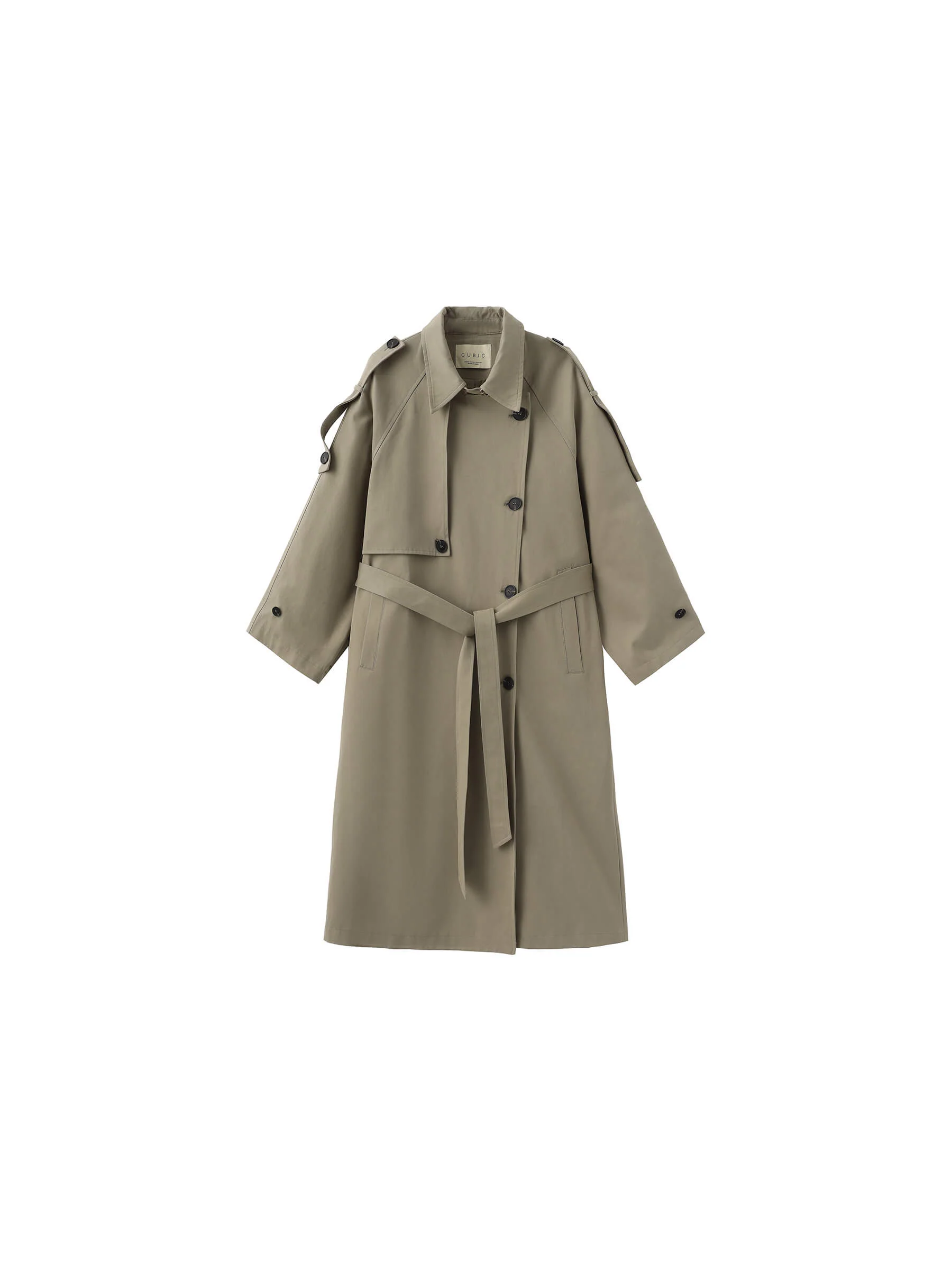 100% Cotton Oversized Mid-Length Raglan Sleeve Trench Coat - Image 8