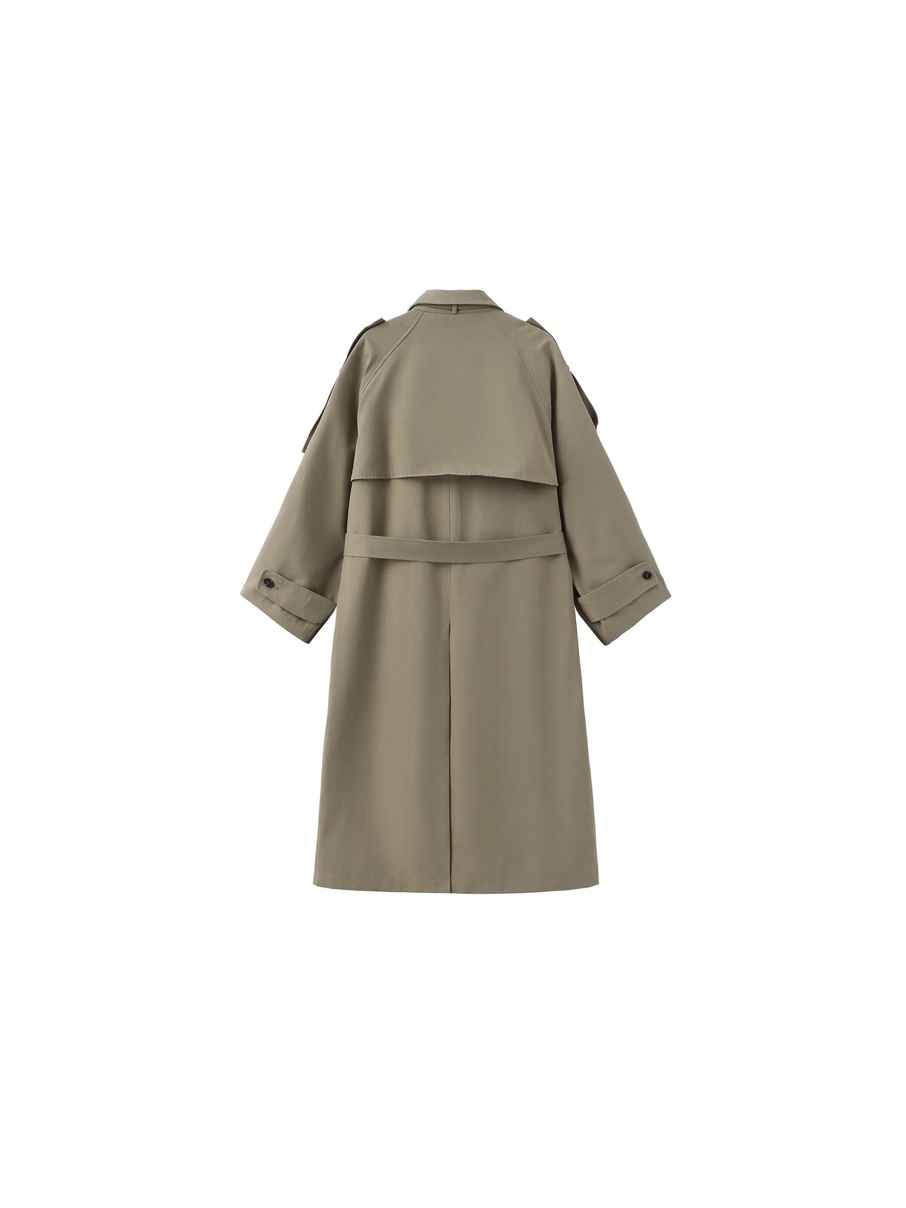 100% Cotton Oversized Mid-Length Raglan Sleeve Trench Coat - Image 9