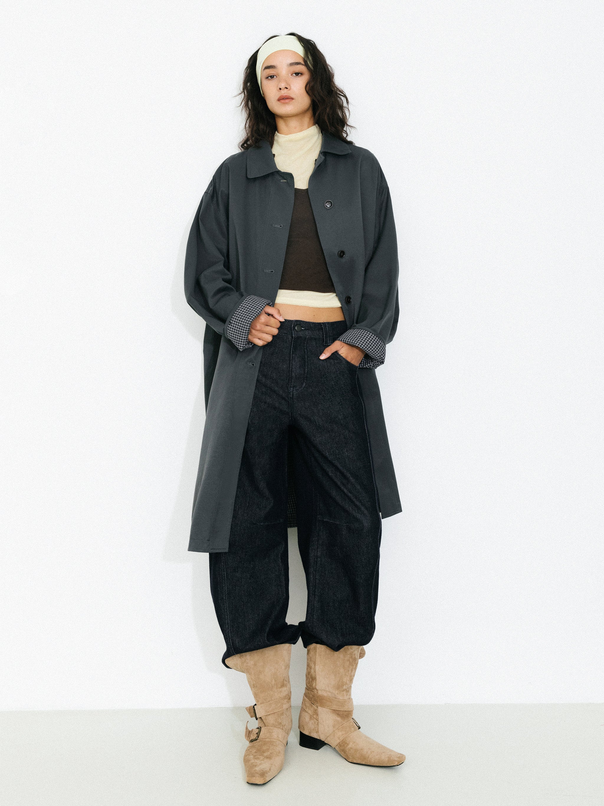 Oversized Single-Breasted Mid-Length Trench Coat - Image 5