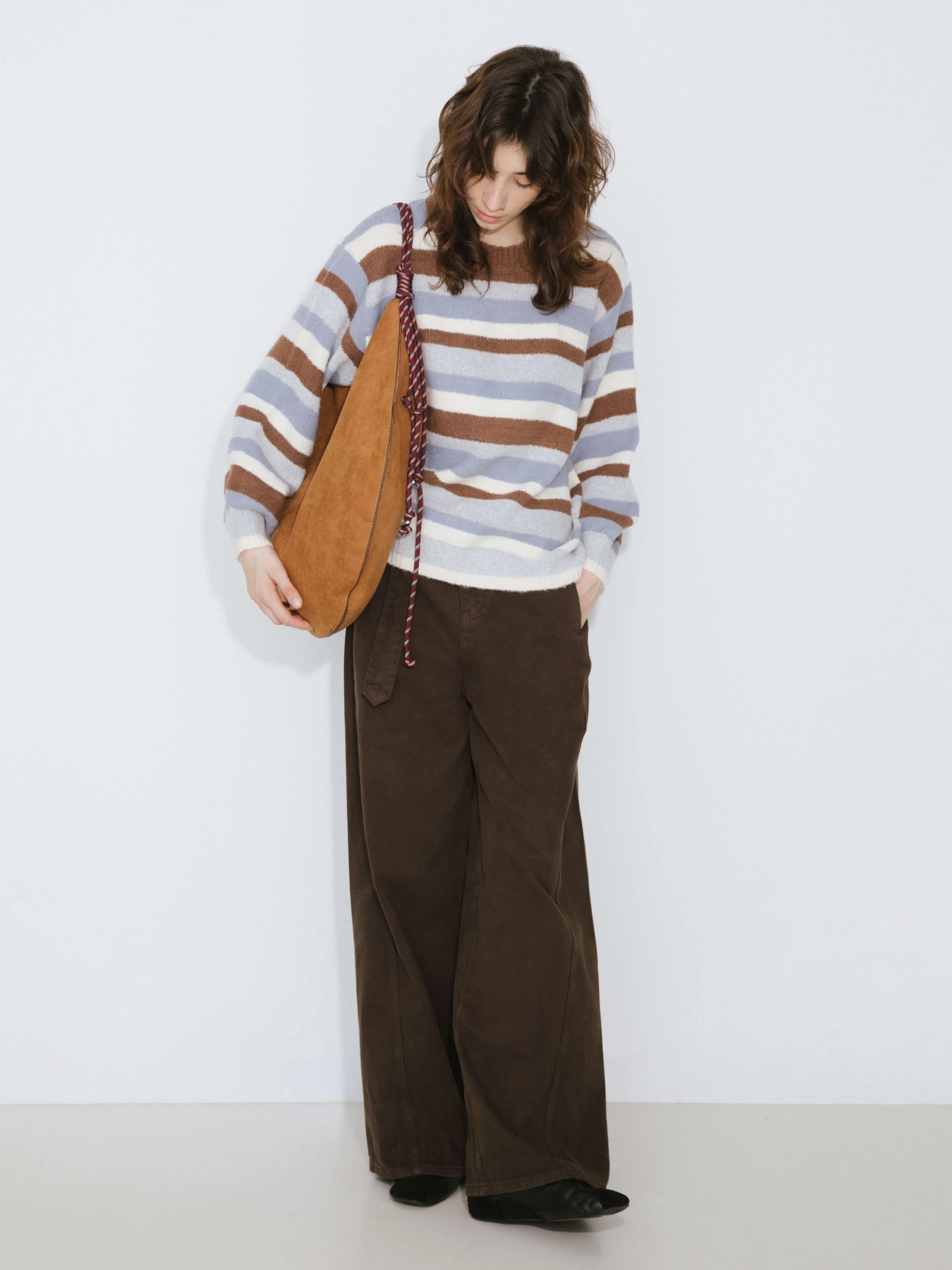 Oversized Striped Crew Knit Sweater - Image 3