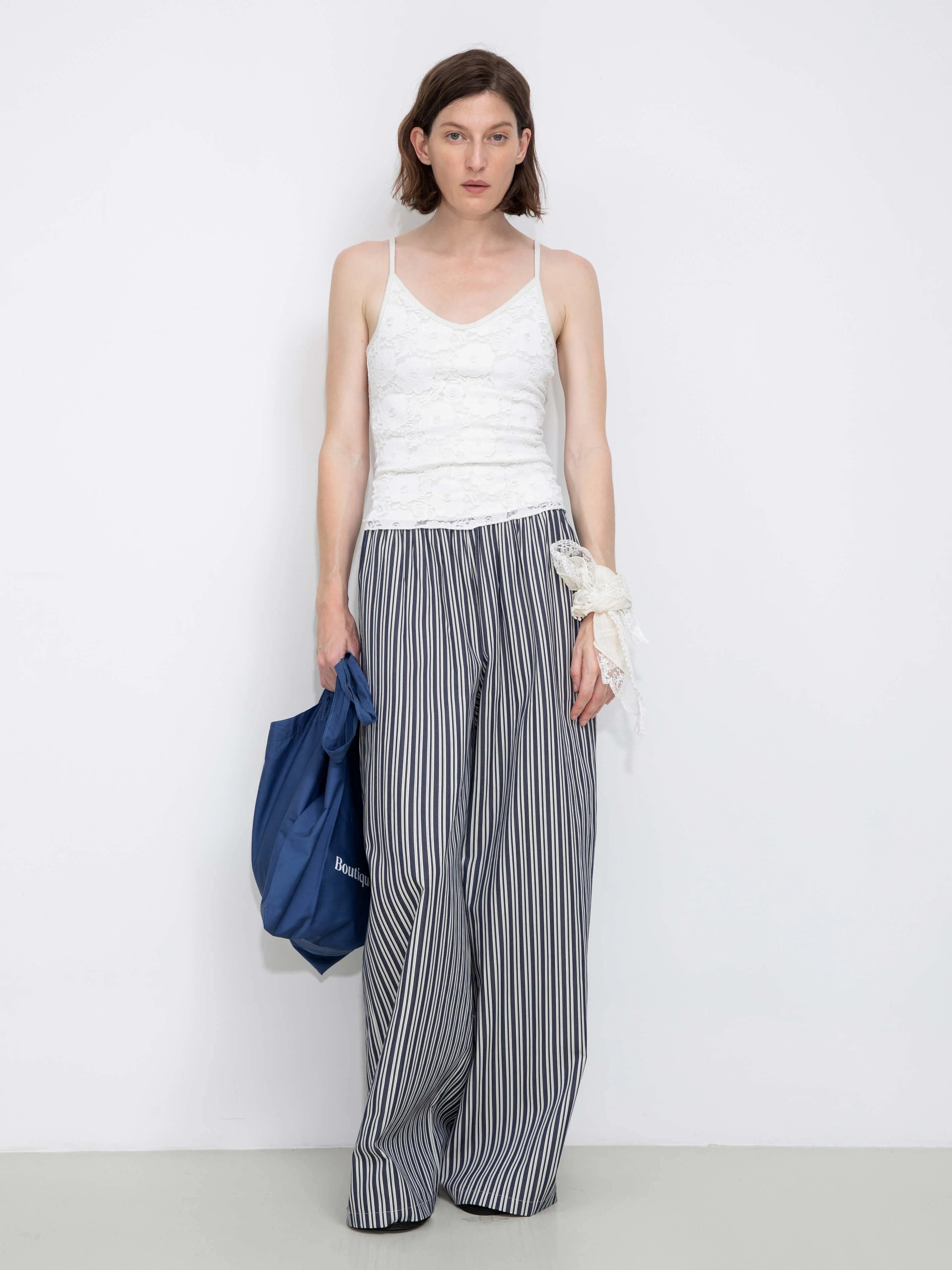 Pleated Striped Wide-Leg Trousers - Image 10