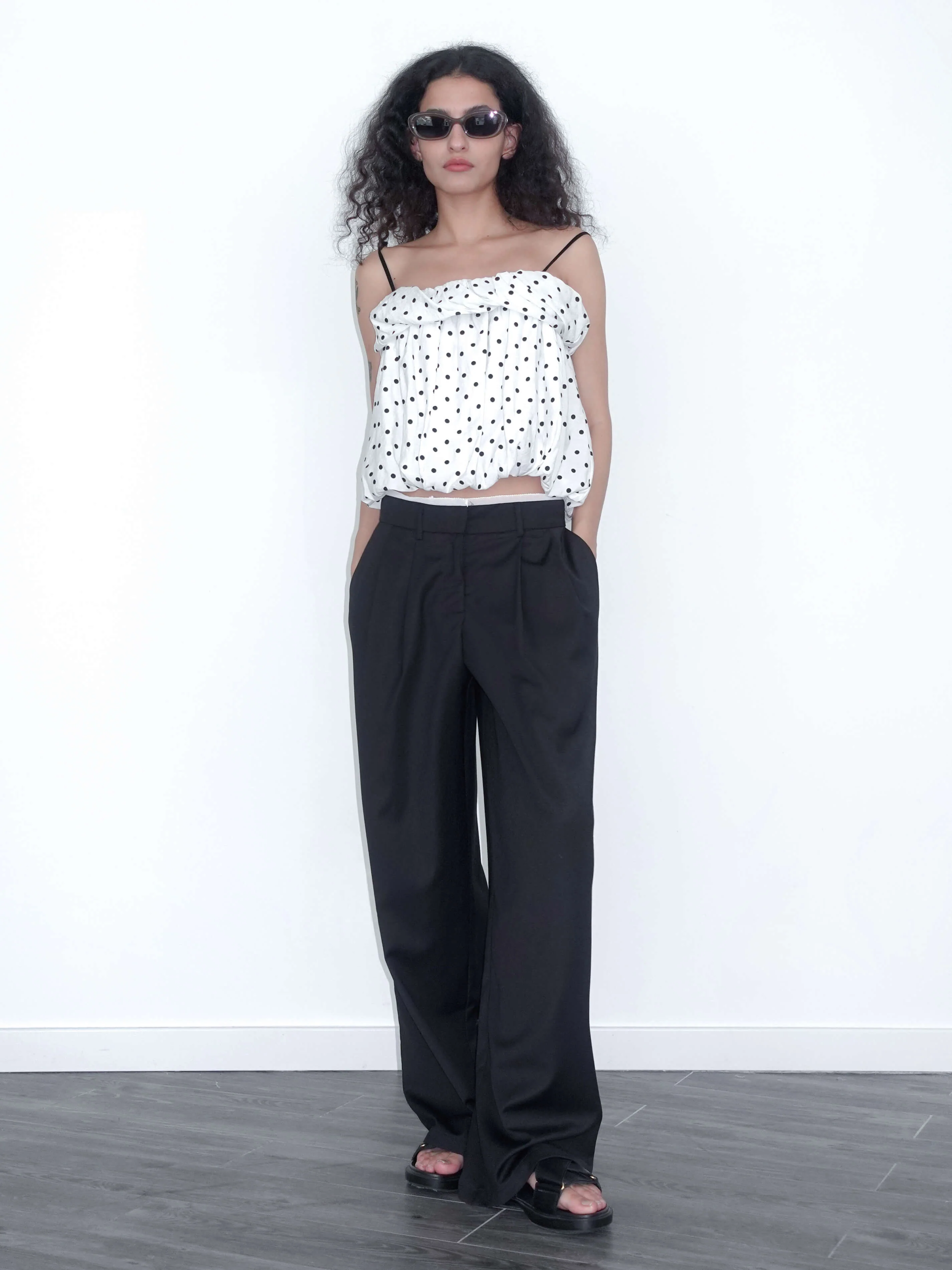 Polka Dots Print Cropped Cami Top - Image 2