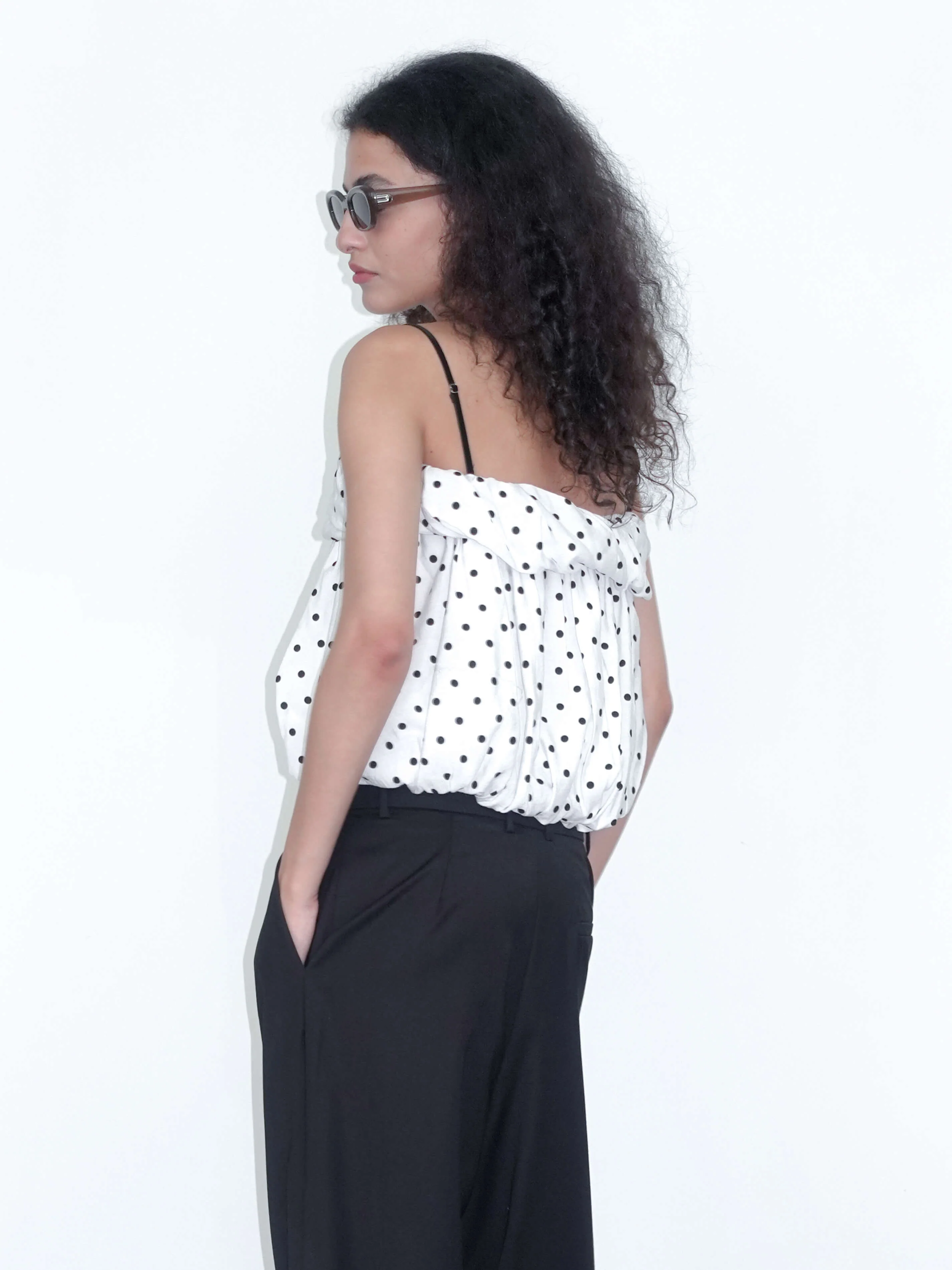 Polka Dots Print Cropped Cami Top - Image 7