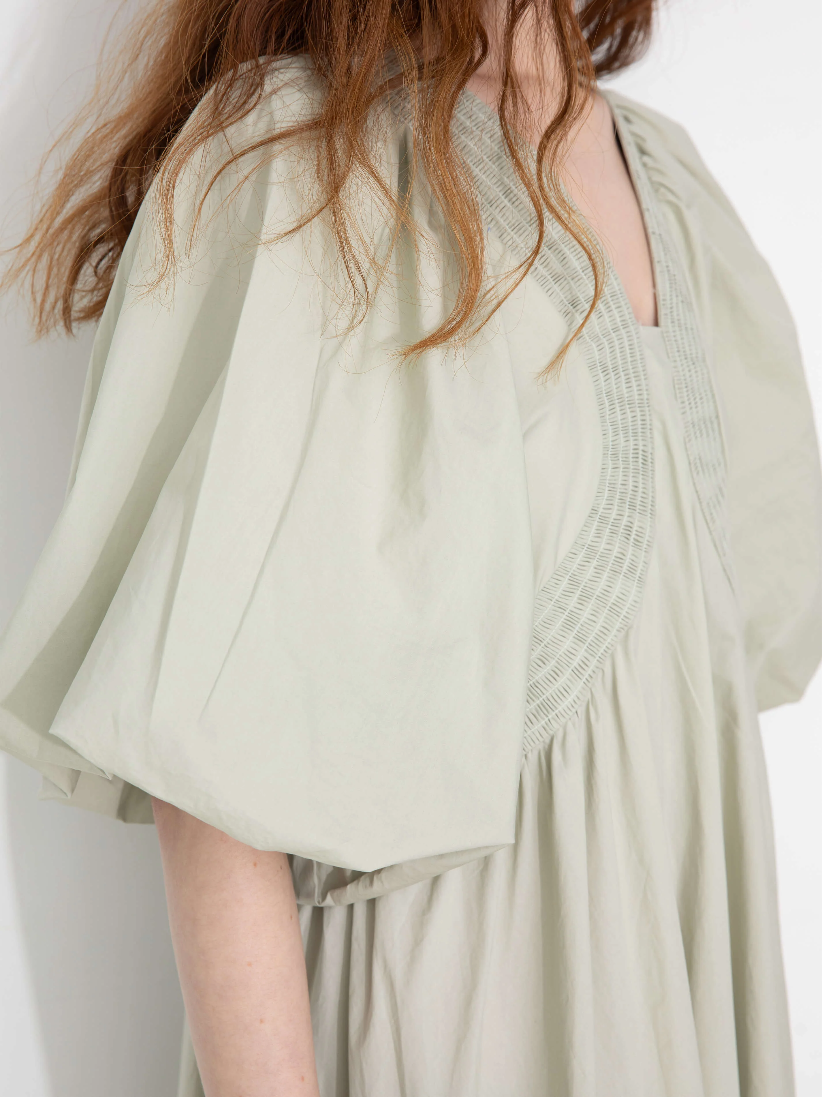 100% Cotton Puff Sleeve Loose-Fit Vacation Dress - Image 3