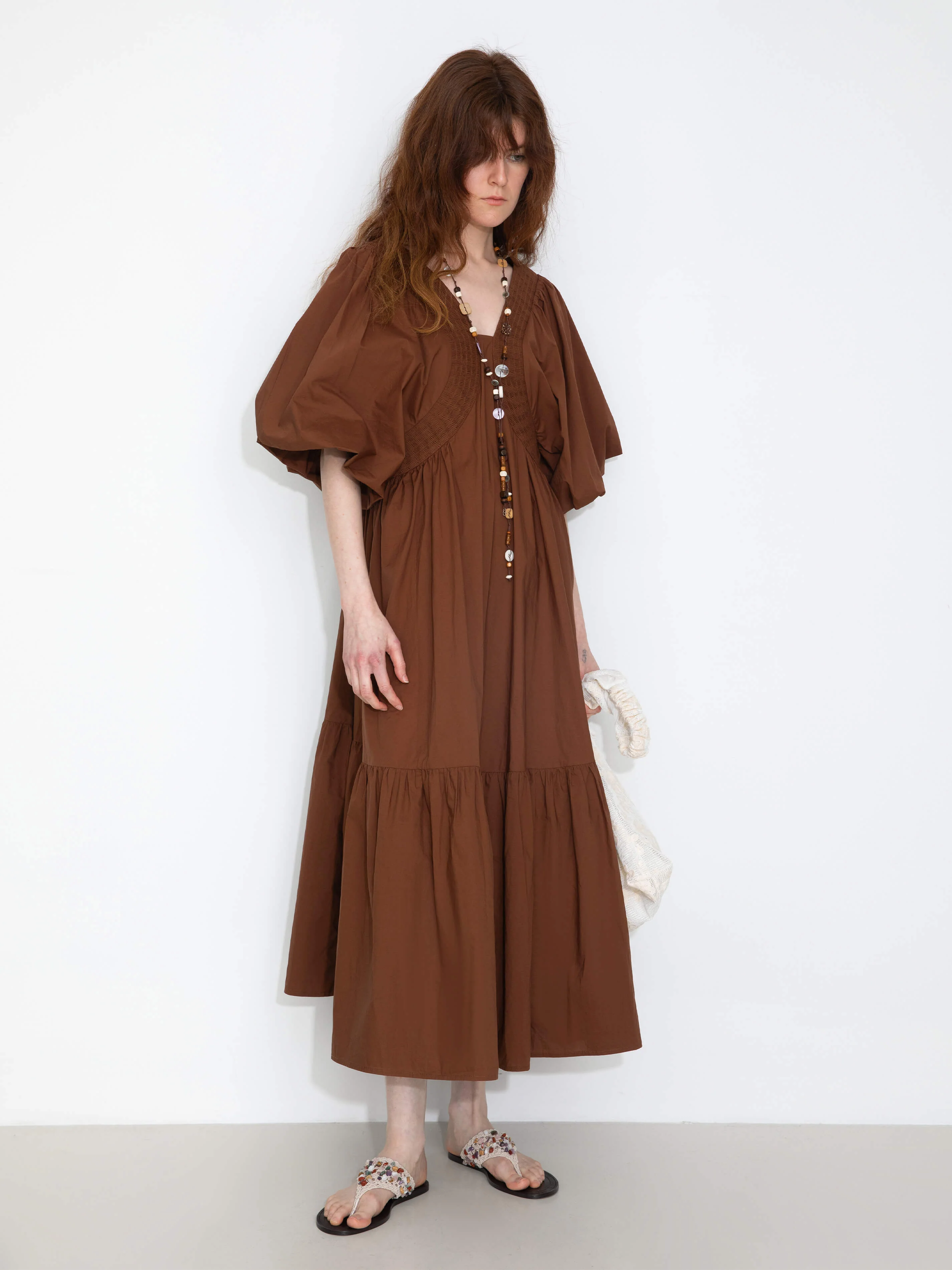 100% Cotton Puff Sleeve Loose-Fit Vacation Dress - Image 8