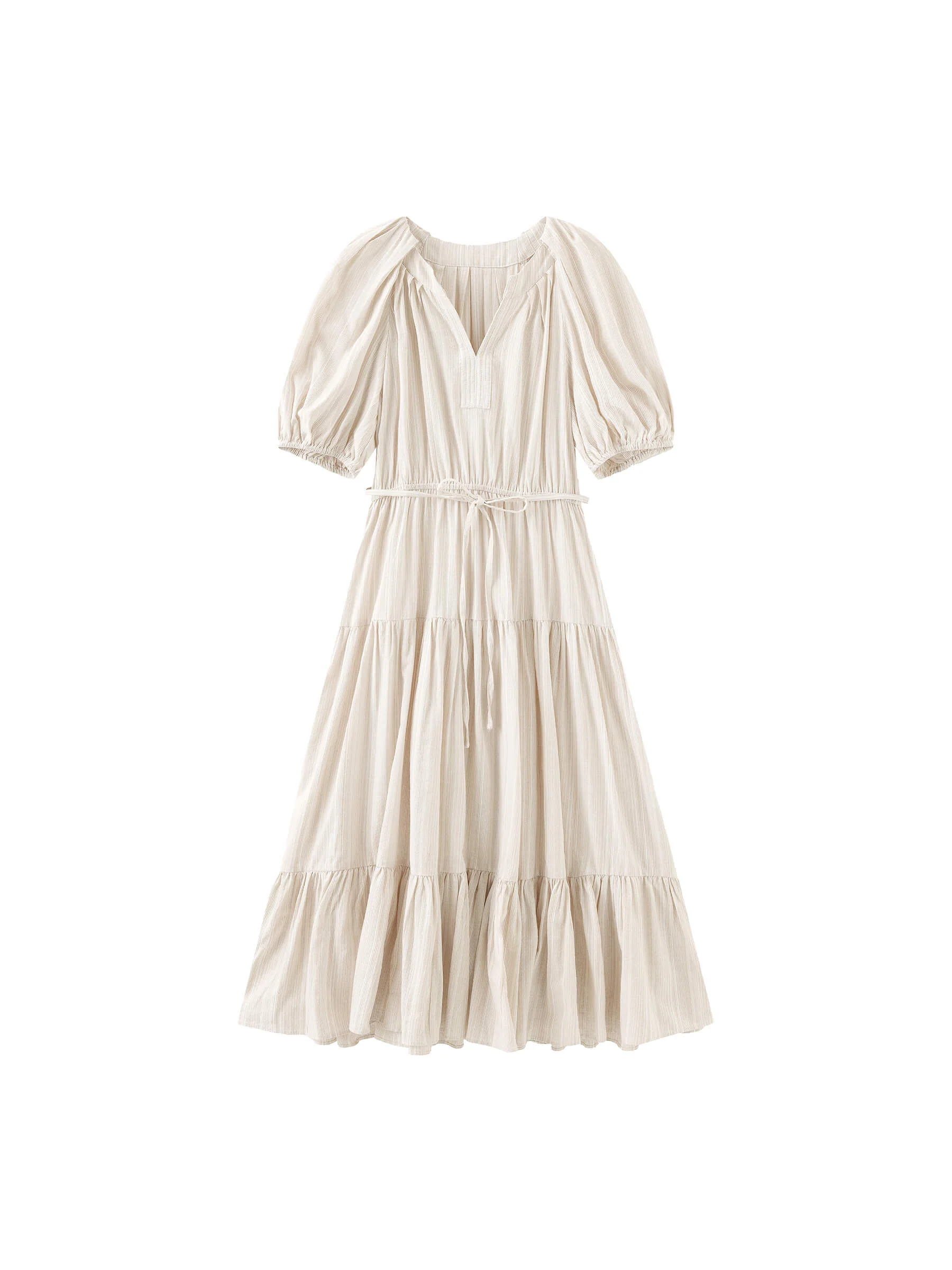 Puff Sleeve V-Neck Tiered Dress - Image 12