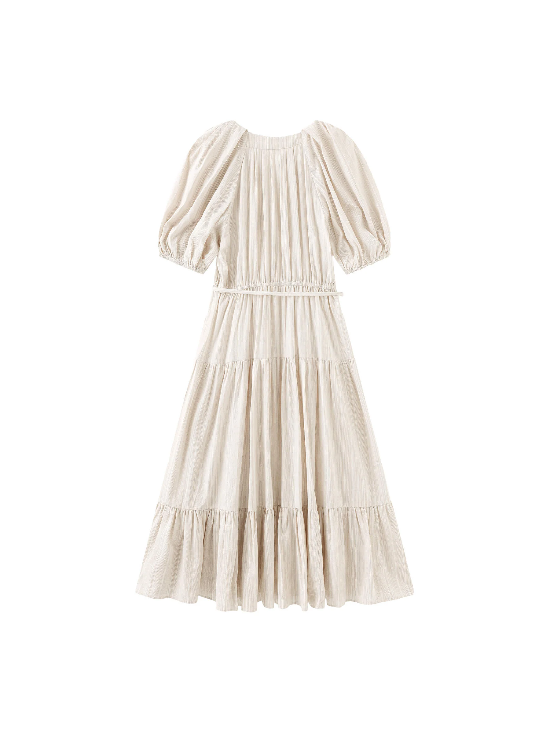 Puff Sleeve V-Neck Tiered Dress - Image 13
