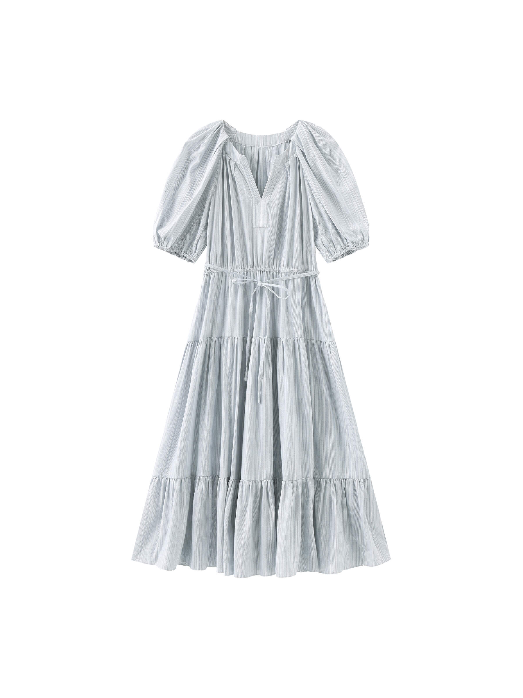 Puff Sleeve V-Neck Tiered Dress - Image 5