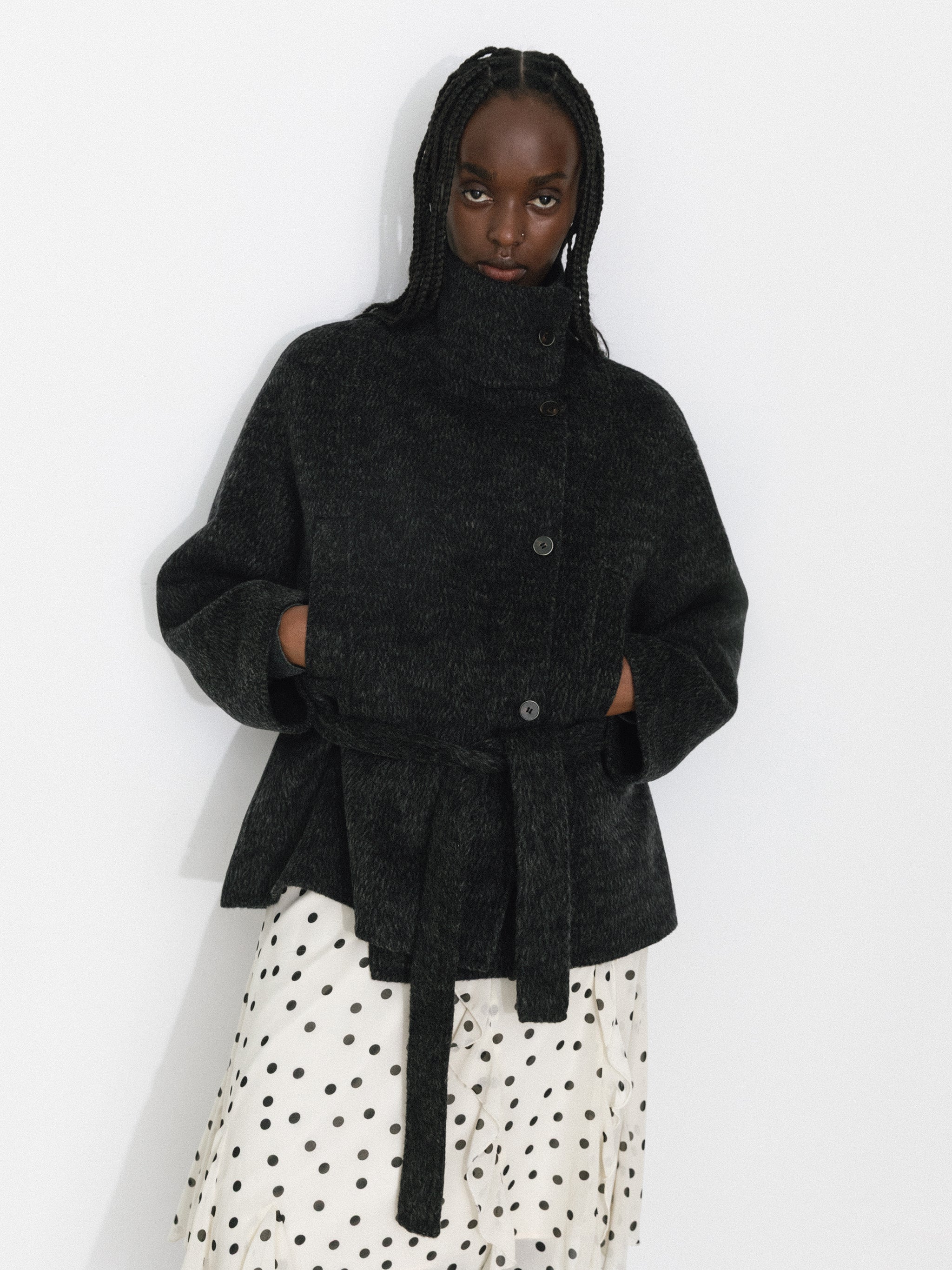 Relaxed Cashmere-Wool Blend Cocoon Jacket - Image 2