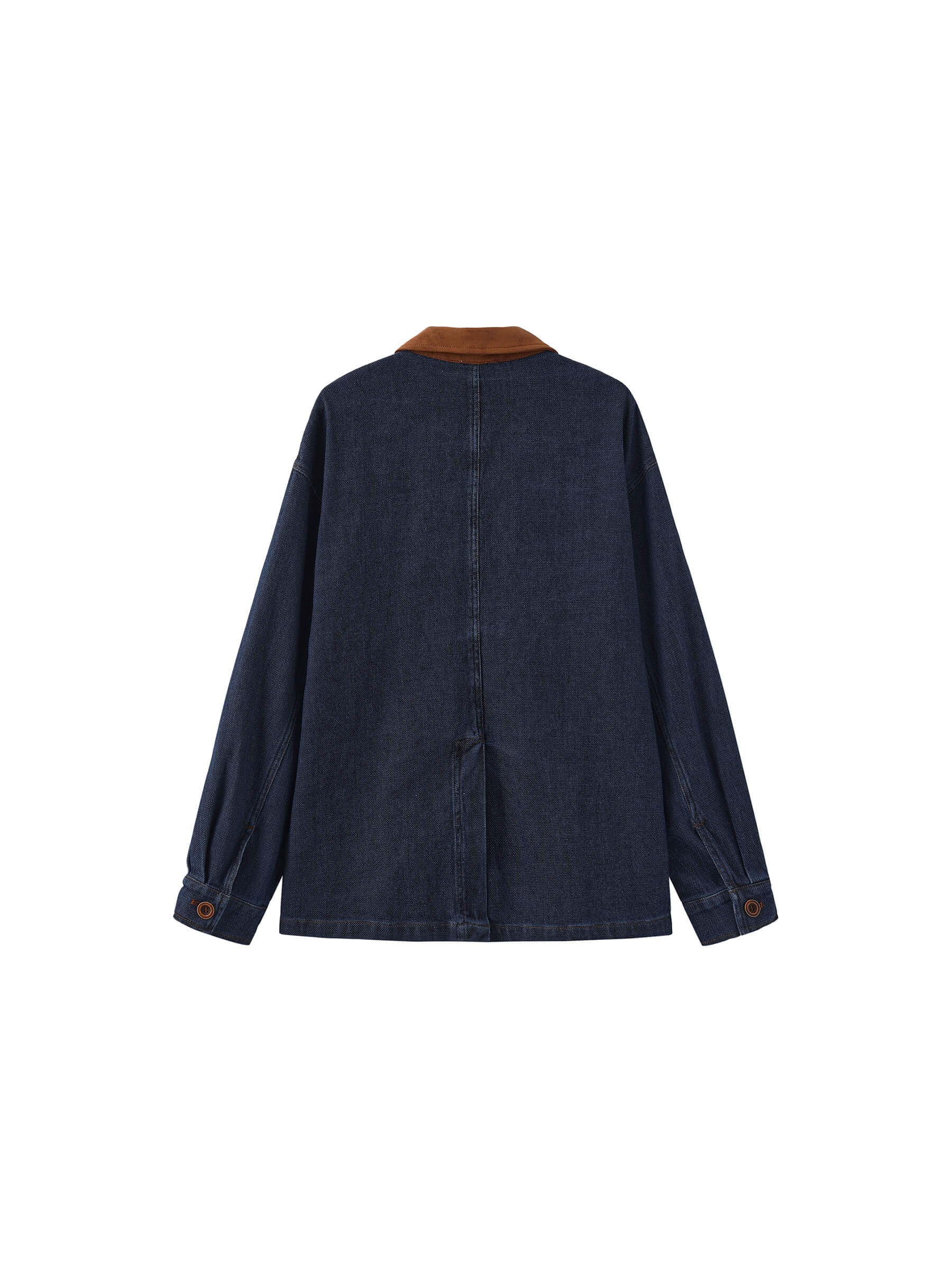 Retro Contrast Color Cotton Denim Jacket - Image 9