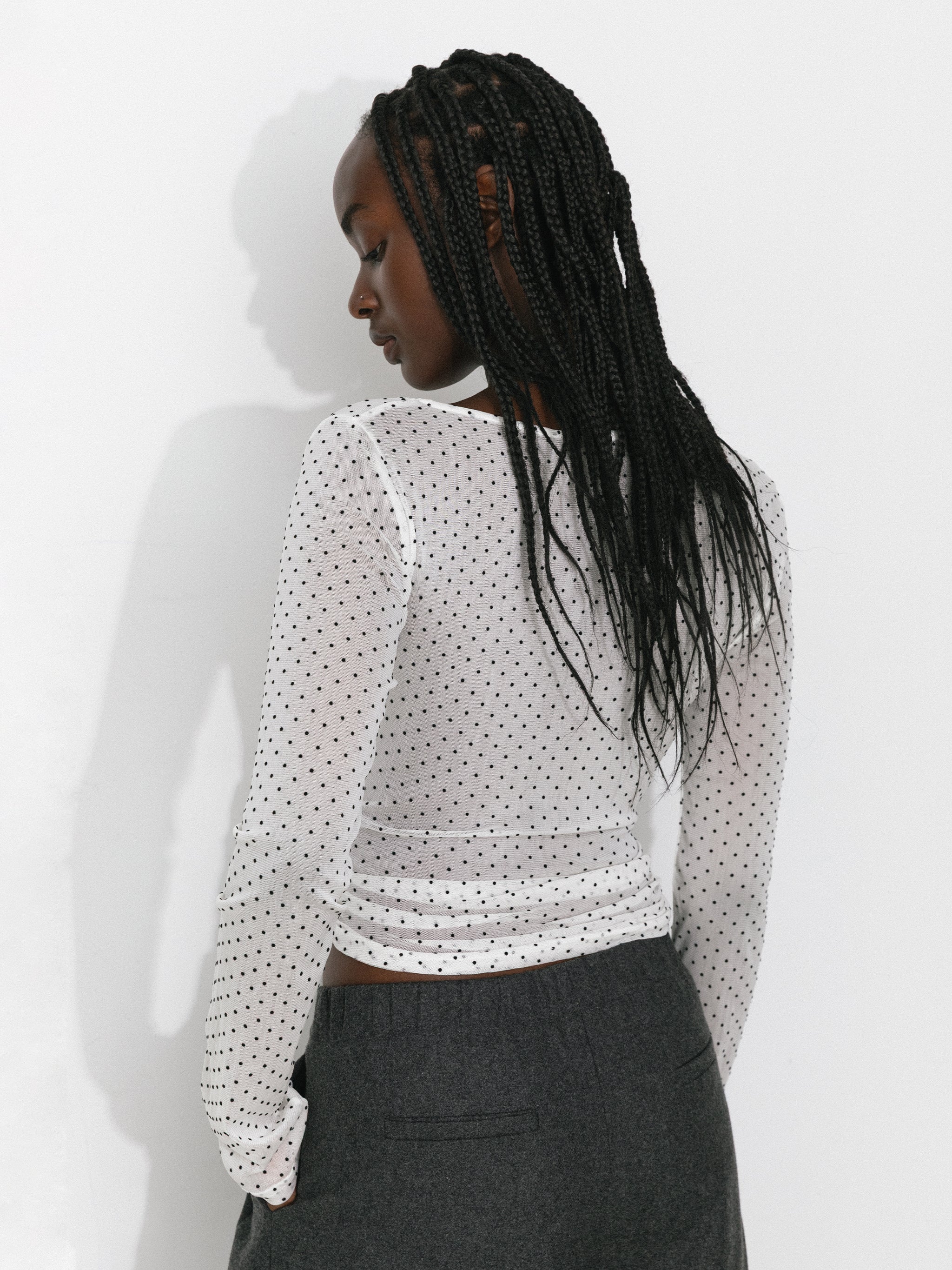 Retro Polka Dot Sheer Acetate Mesh Top - Image 3