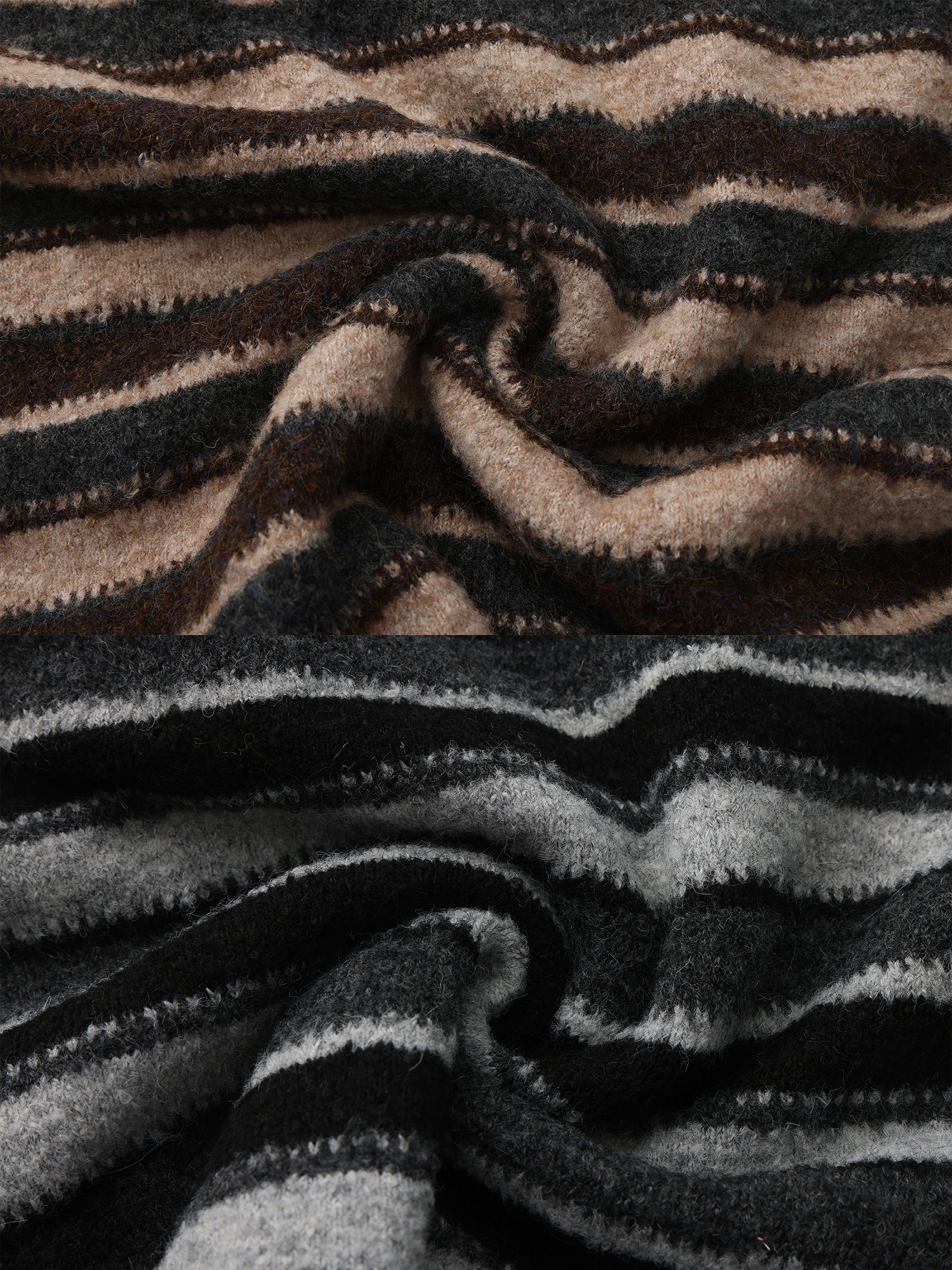 Retro Striped Pullover Sweater with Scarf - Image 19