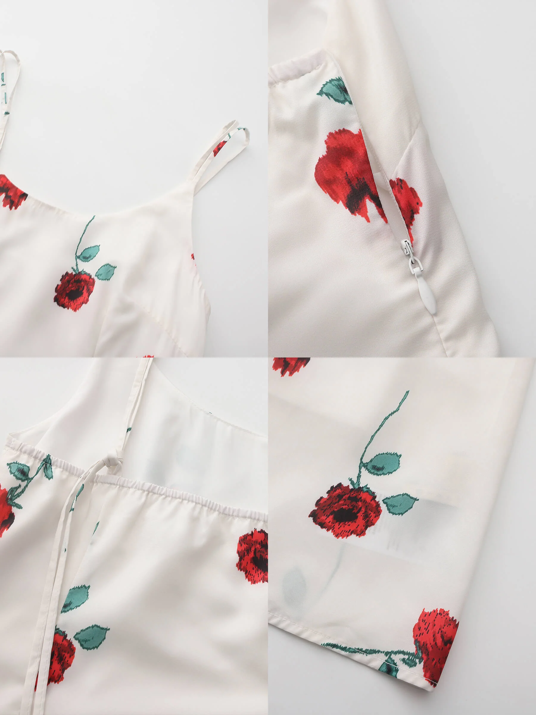 Rose Printed Fitted Sling Dress - Image 13