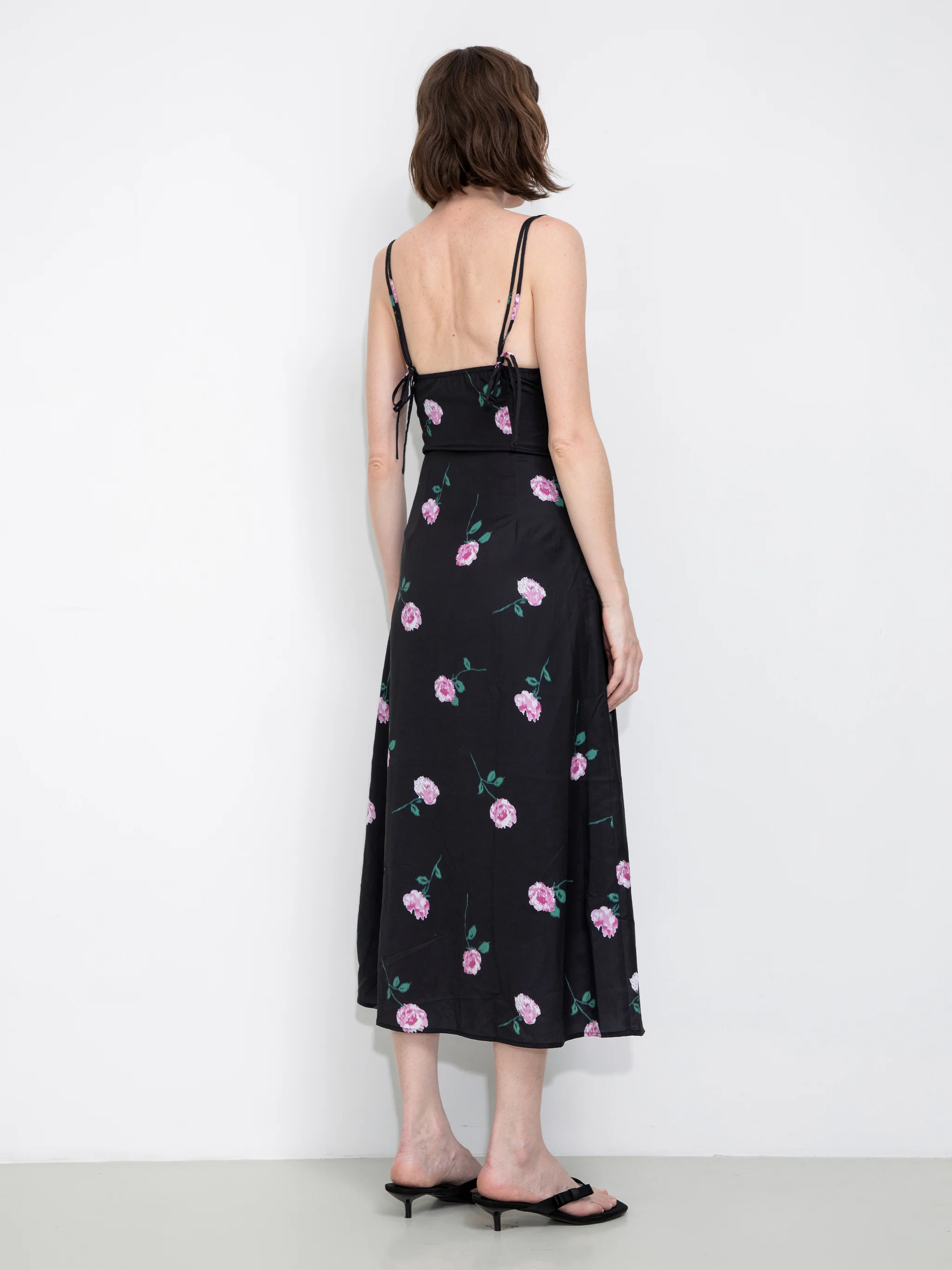 Rose Printed Fitted Sling Dress - Image 8