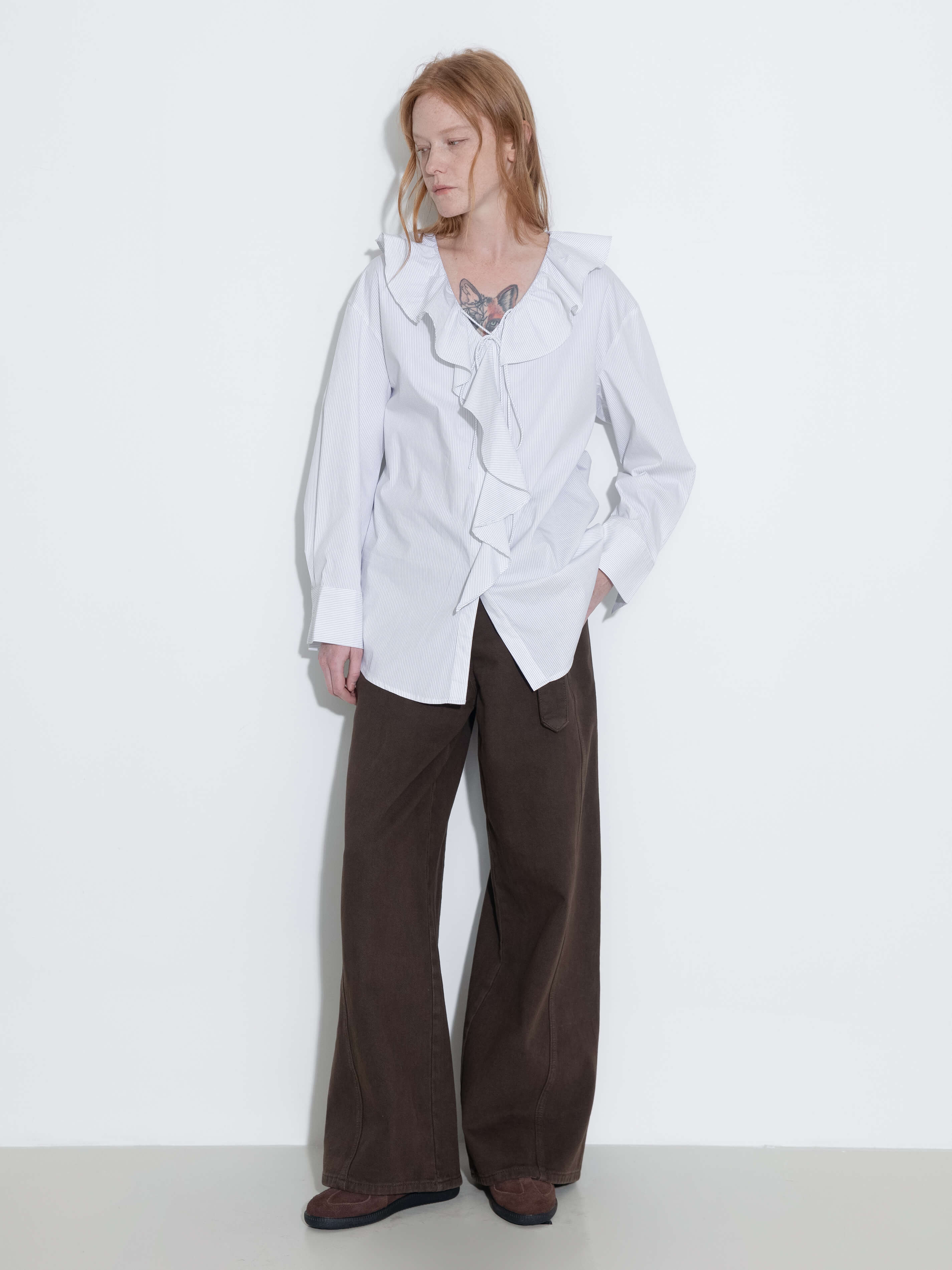 Ruffle Collar Striped Shirt - Image 10
