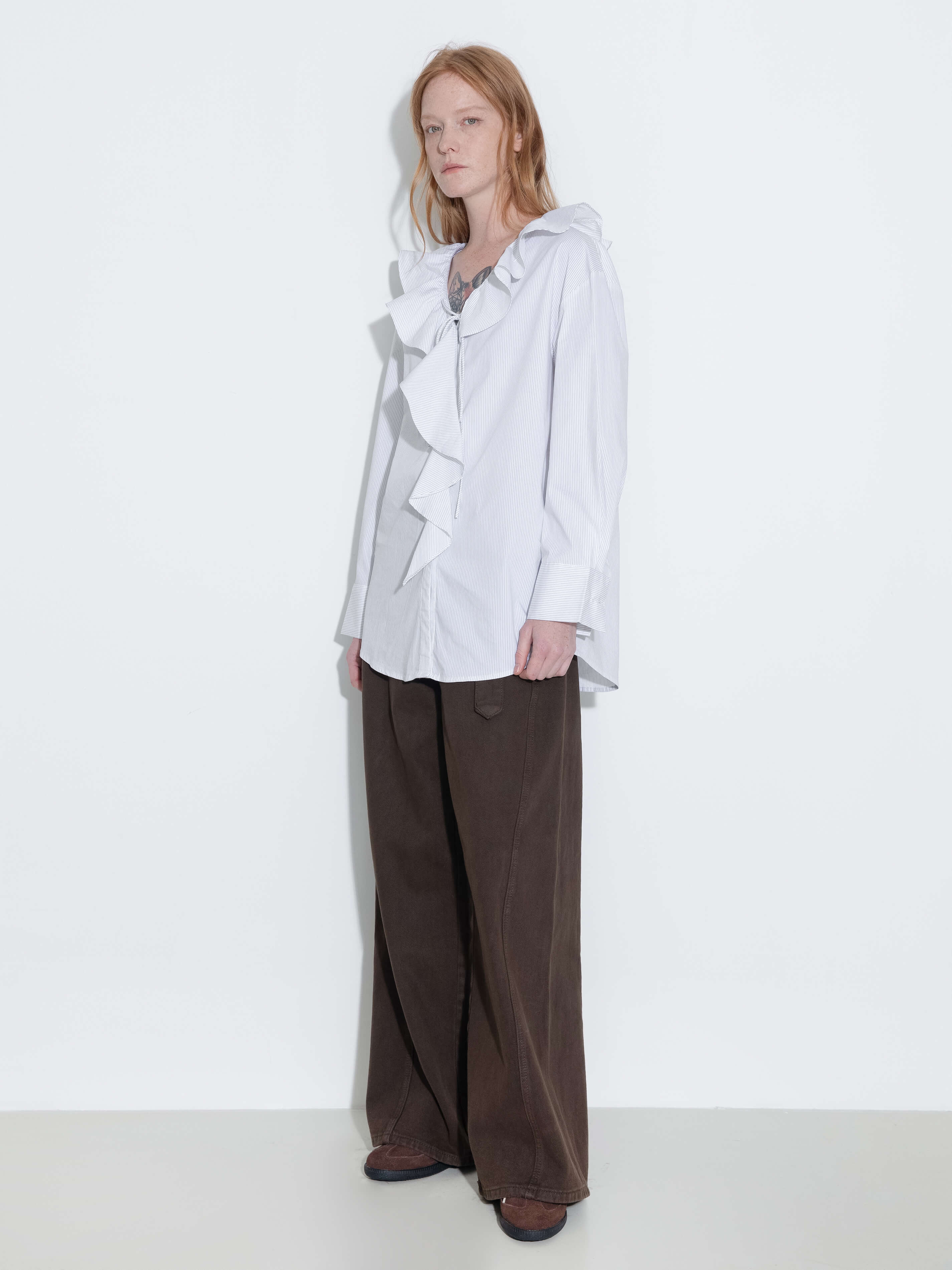 Ruffle Collar Striped Shirt - Image 11