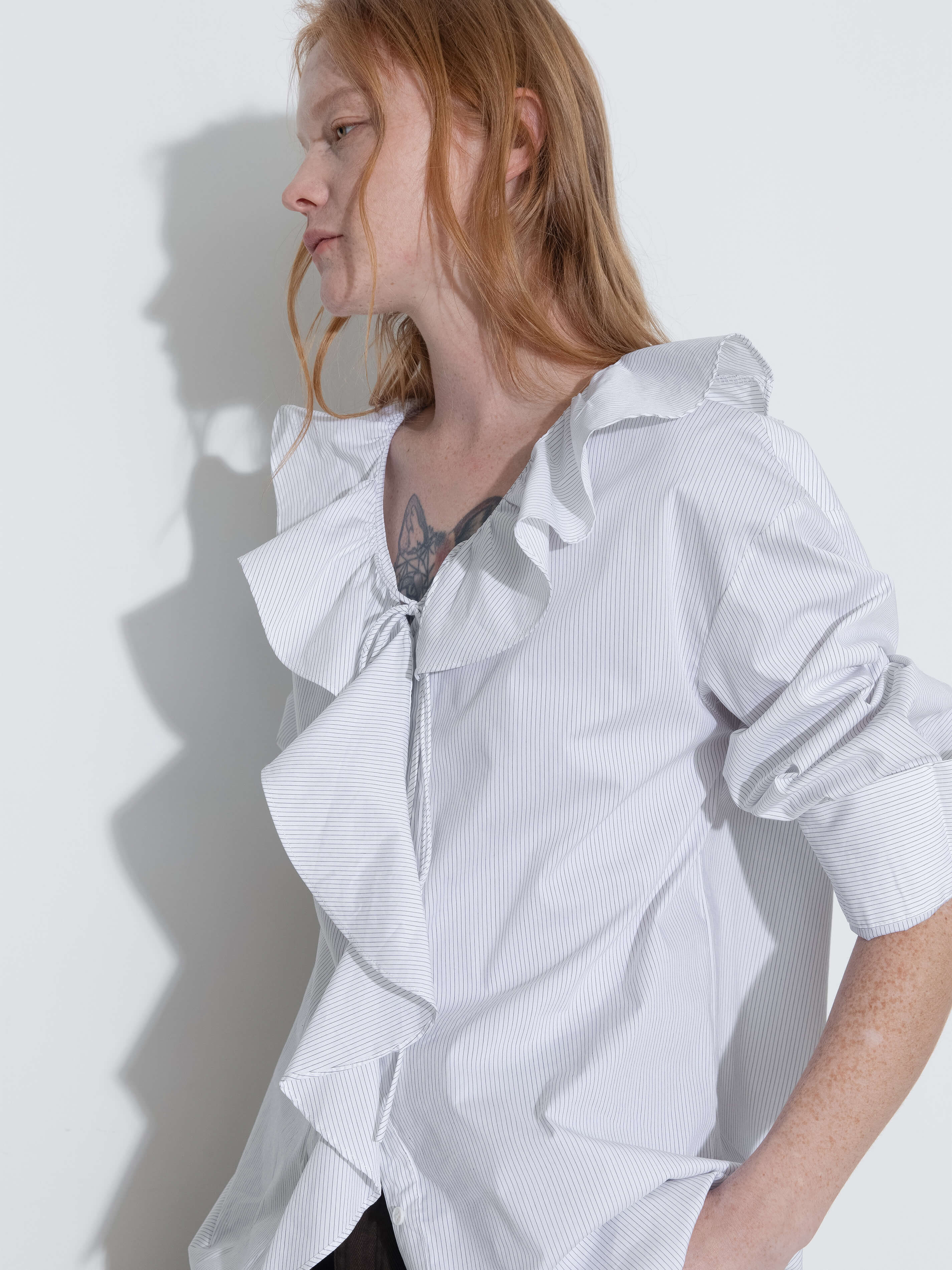 Ruffle Collar Striped Shirt - Image 12