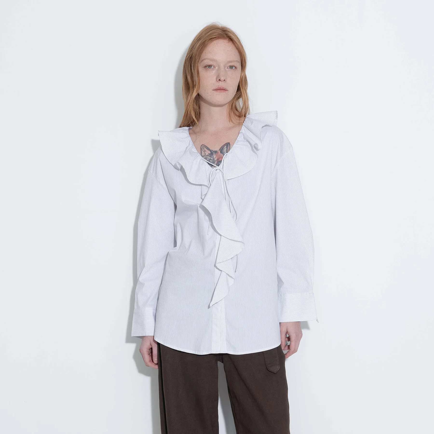 Ruffle Collar Striped Shirt - Image 13