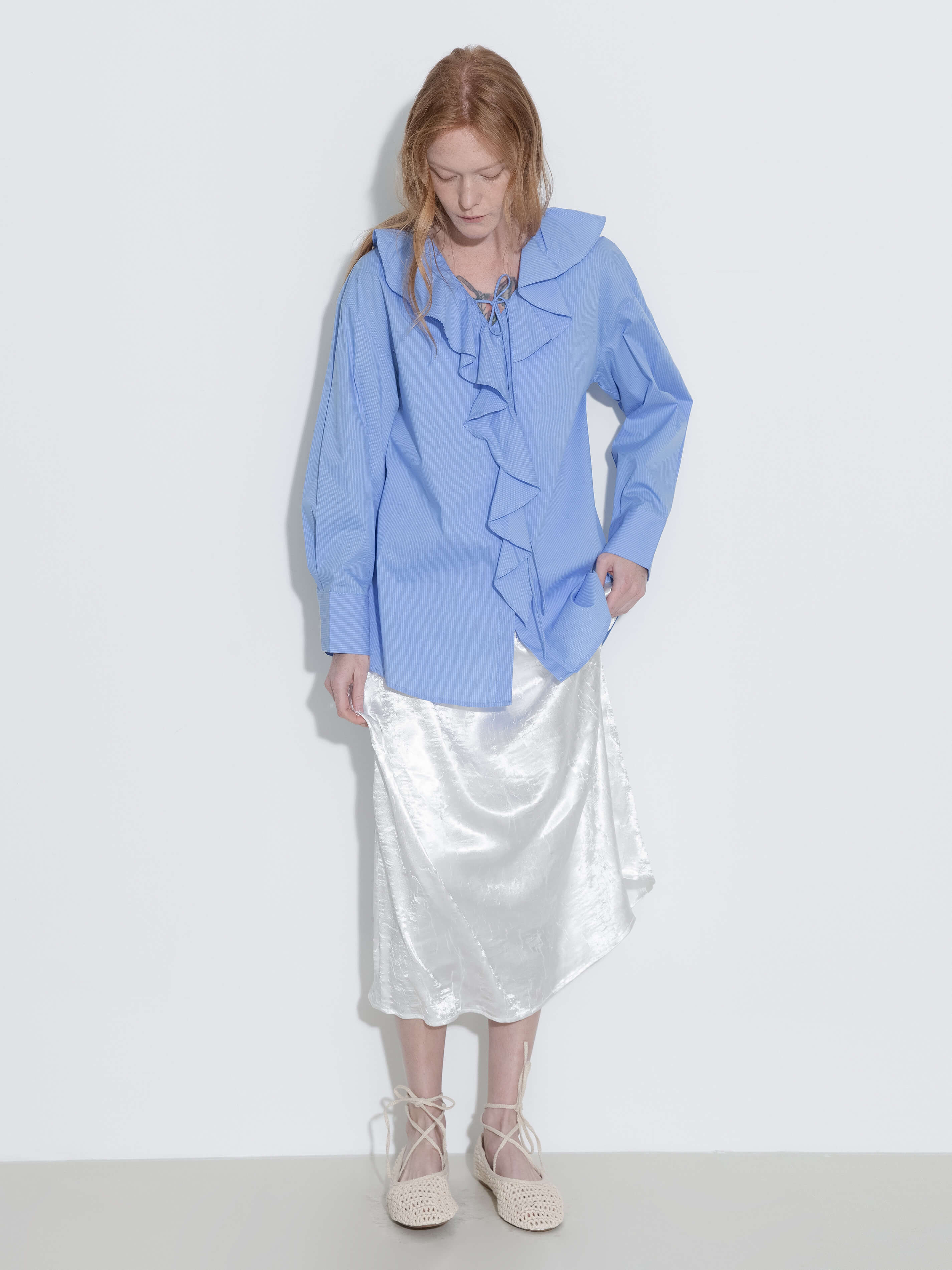 Ruffle Collar Striped Shirt - Image 4