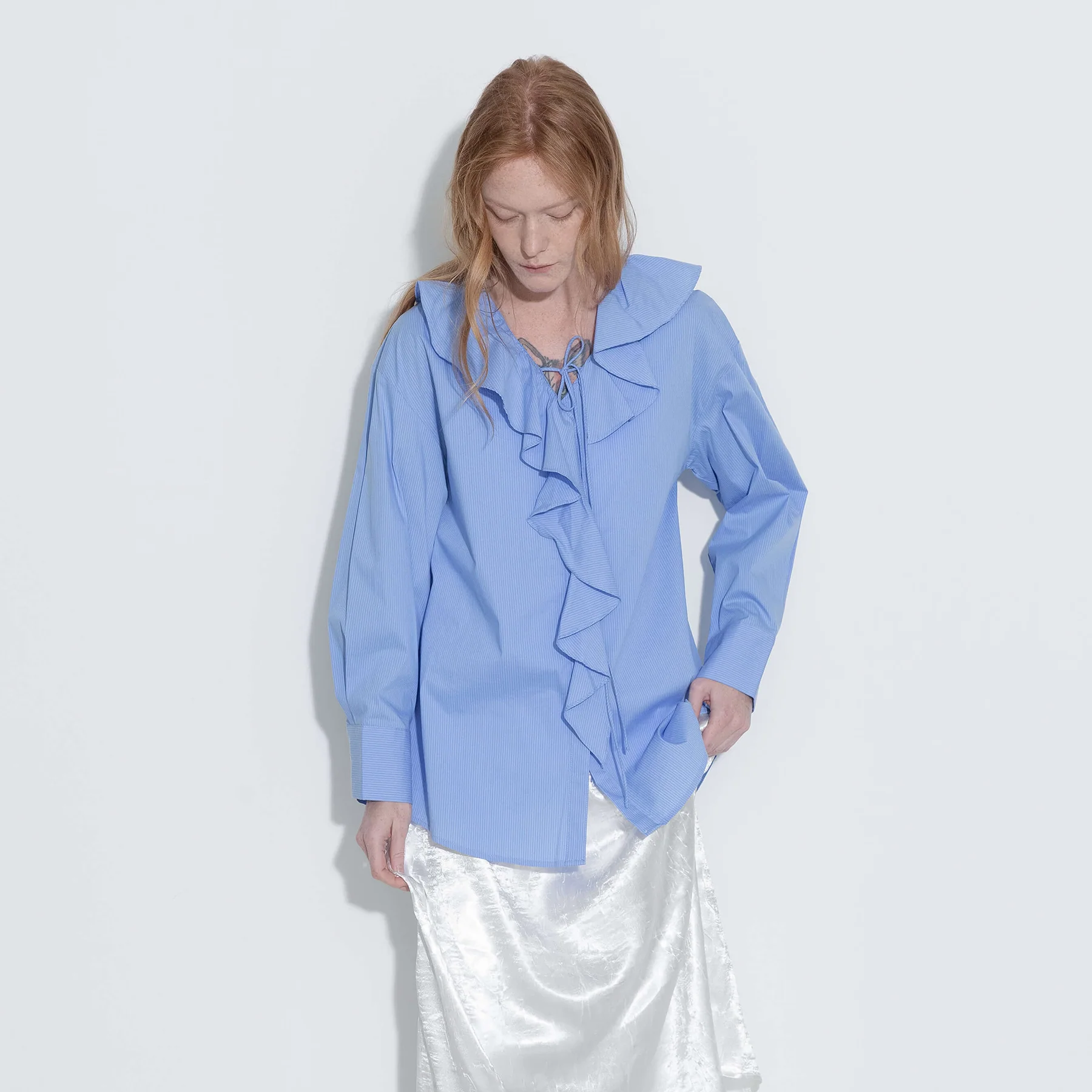 Ruffle Collar Striped Shirt - Image 5