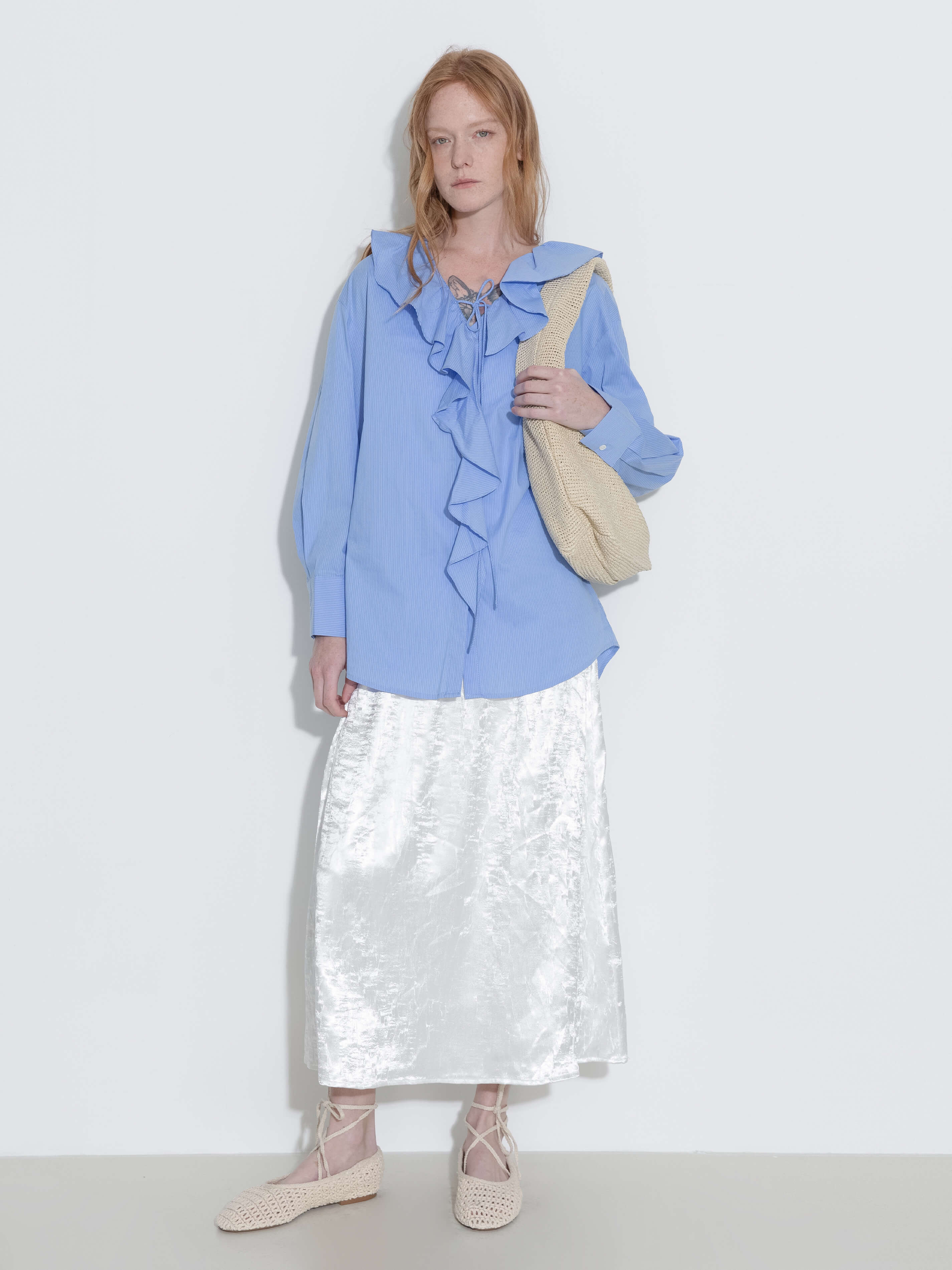 Ruffle Collar Striped Shirt - Image 6