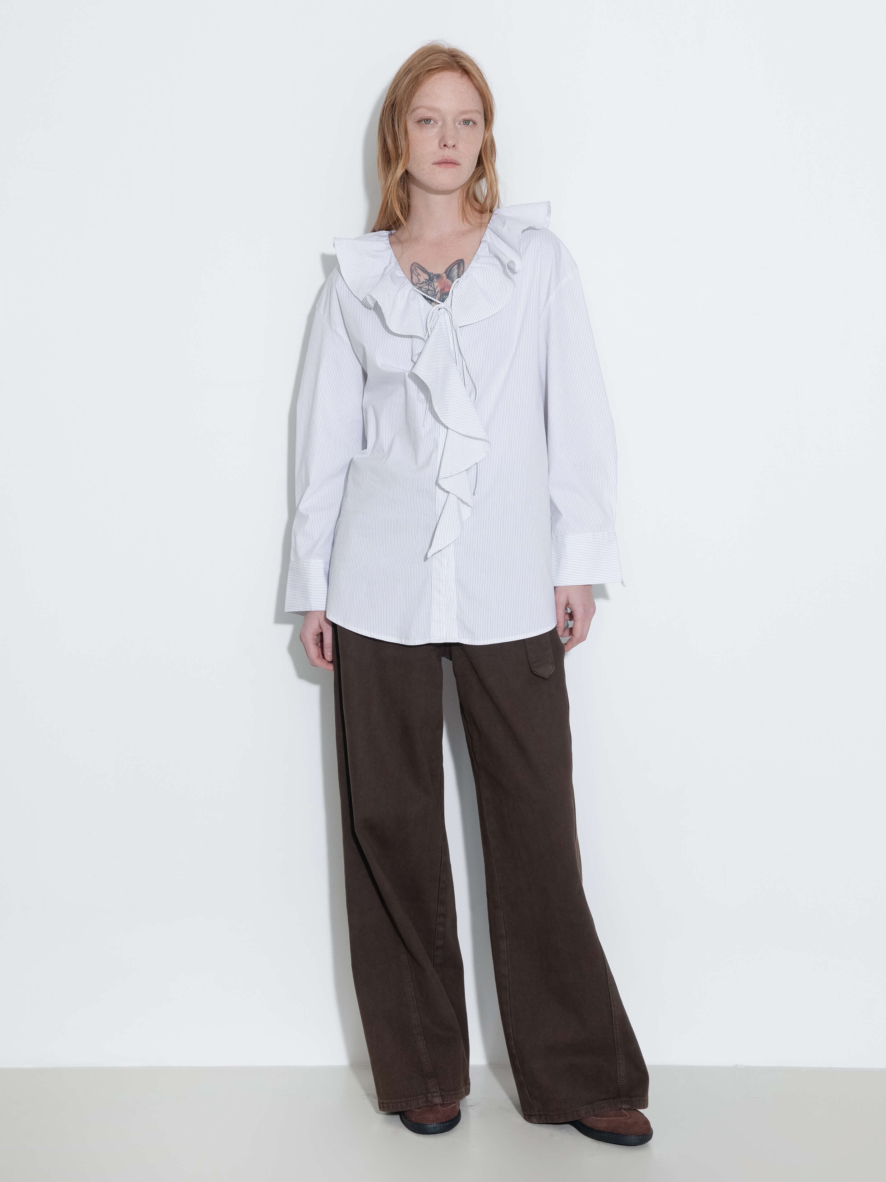 Ruffle Collar Striped Shirt - Image 8