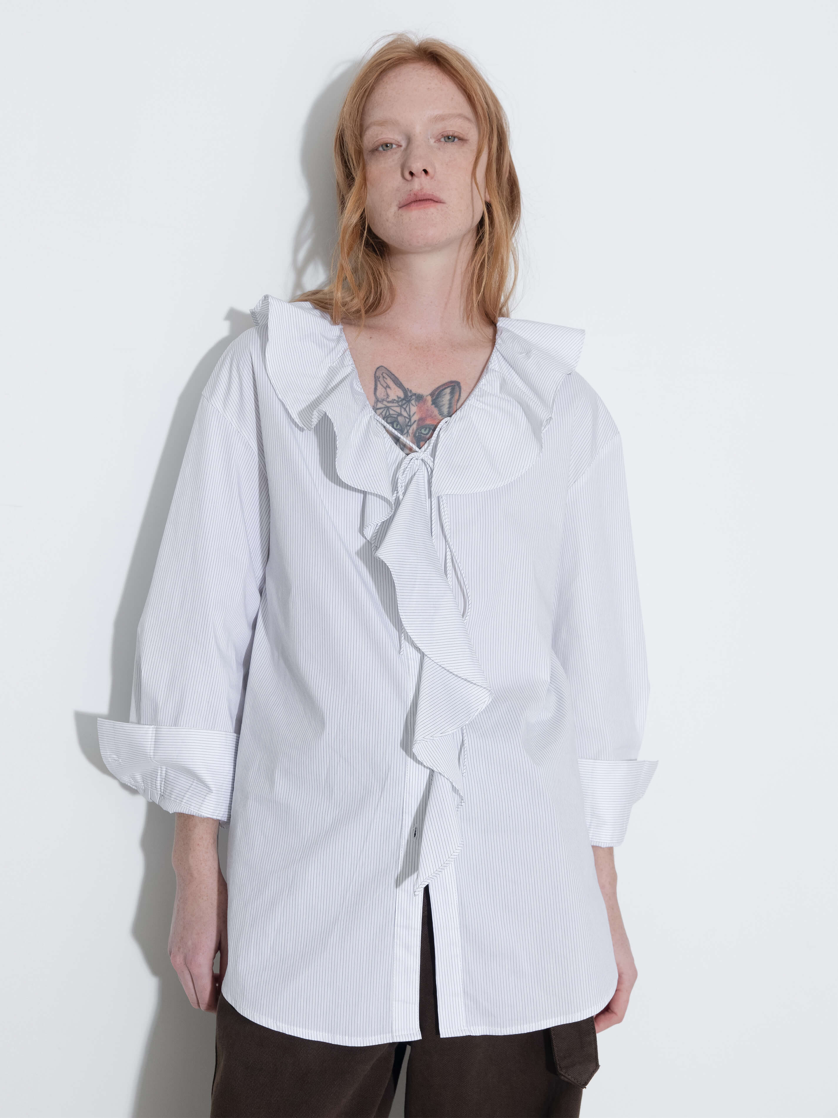 Ruffle Collar Striped Shirt - Image 9