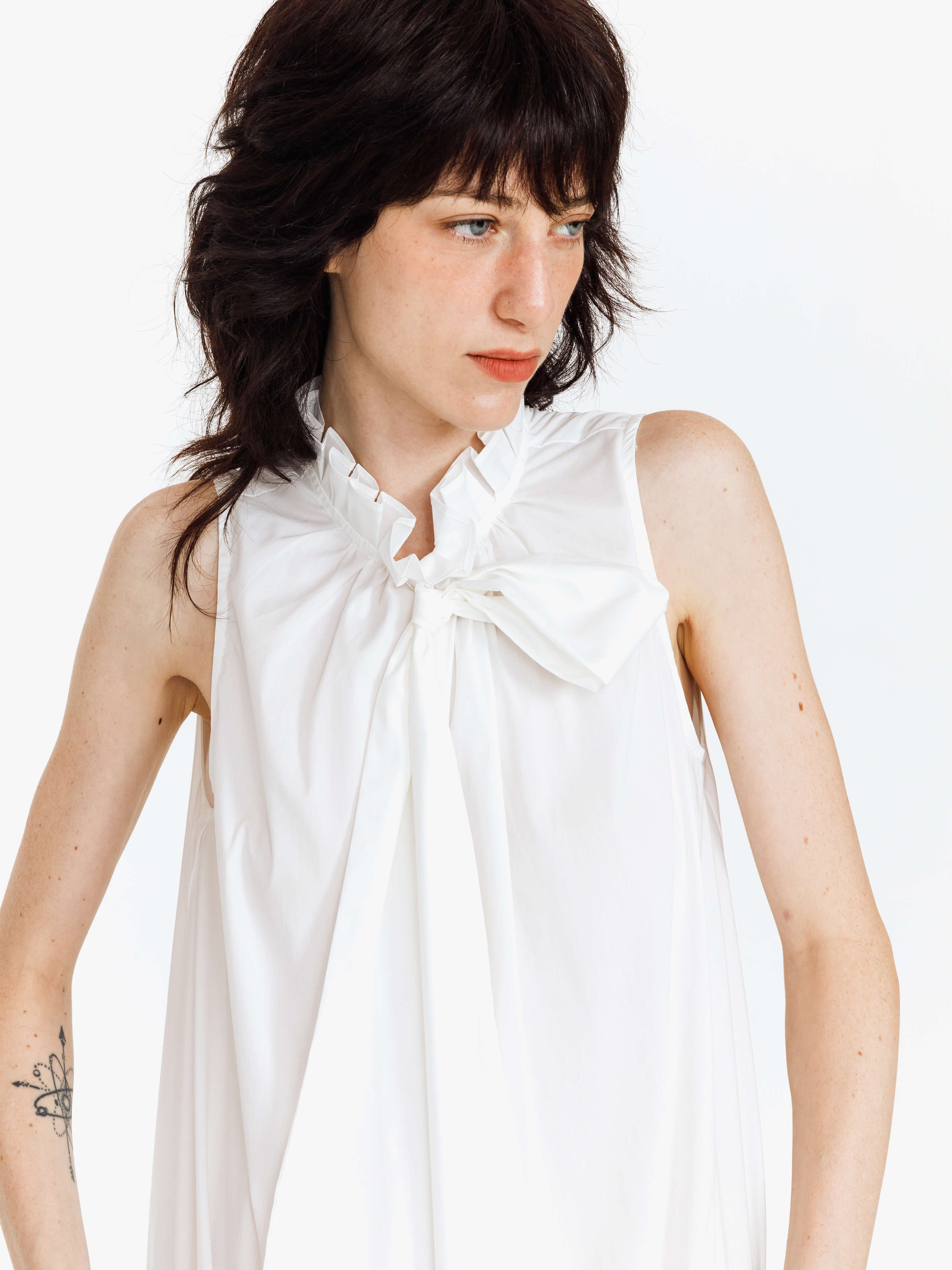 Ruffle Stand Collar Tie A-line Tank Top - Image 12