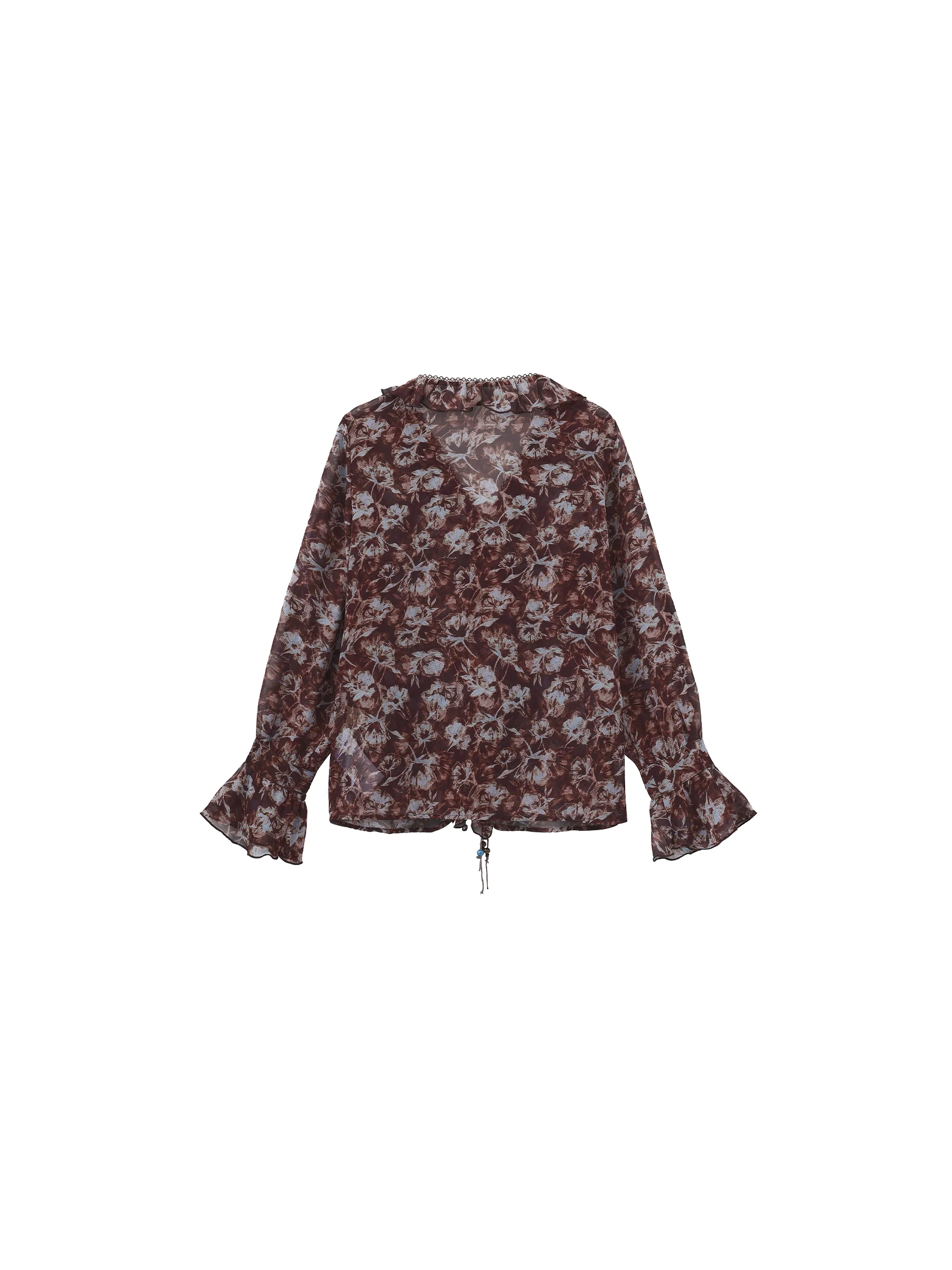 Ruffled Floral Tie-Neck Shirt - Image 8